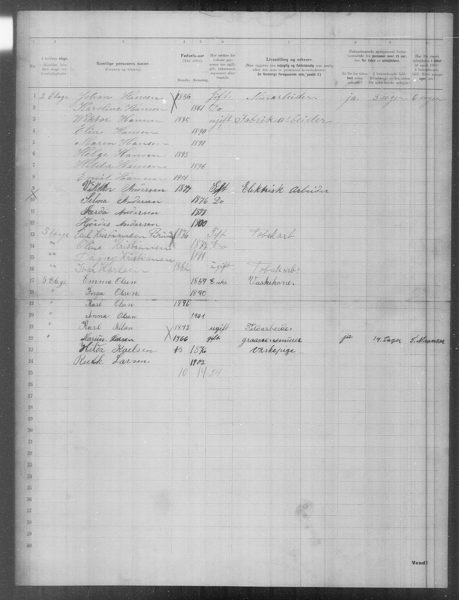 OBA, Municipal Census 1903 for Kristiania, 1903, p. 2592