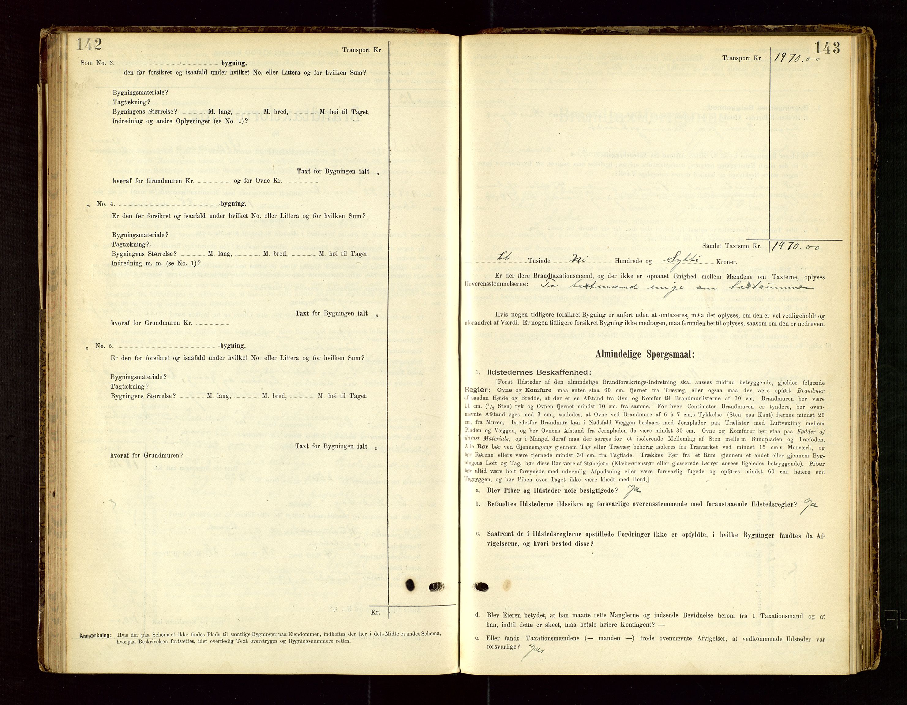 Skudenes lensmannskontor, SAST/A-100444/Gob/L0001: "Brandtaxationsprotokoll", 1895-1924, p. 142-143