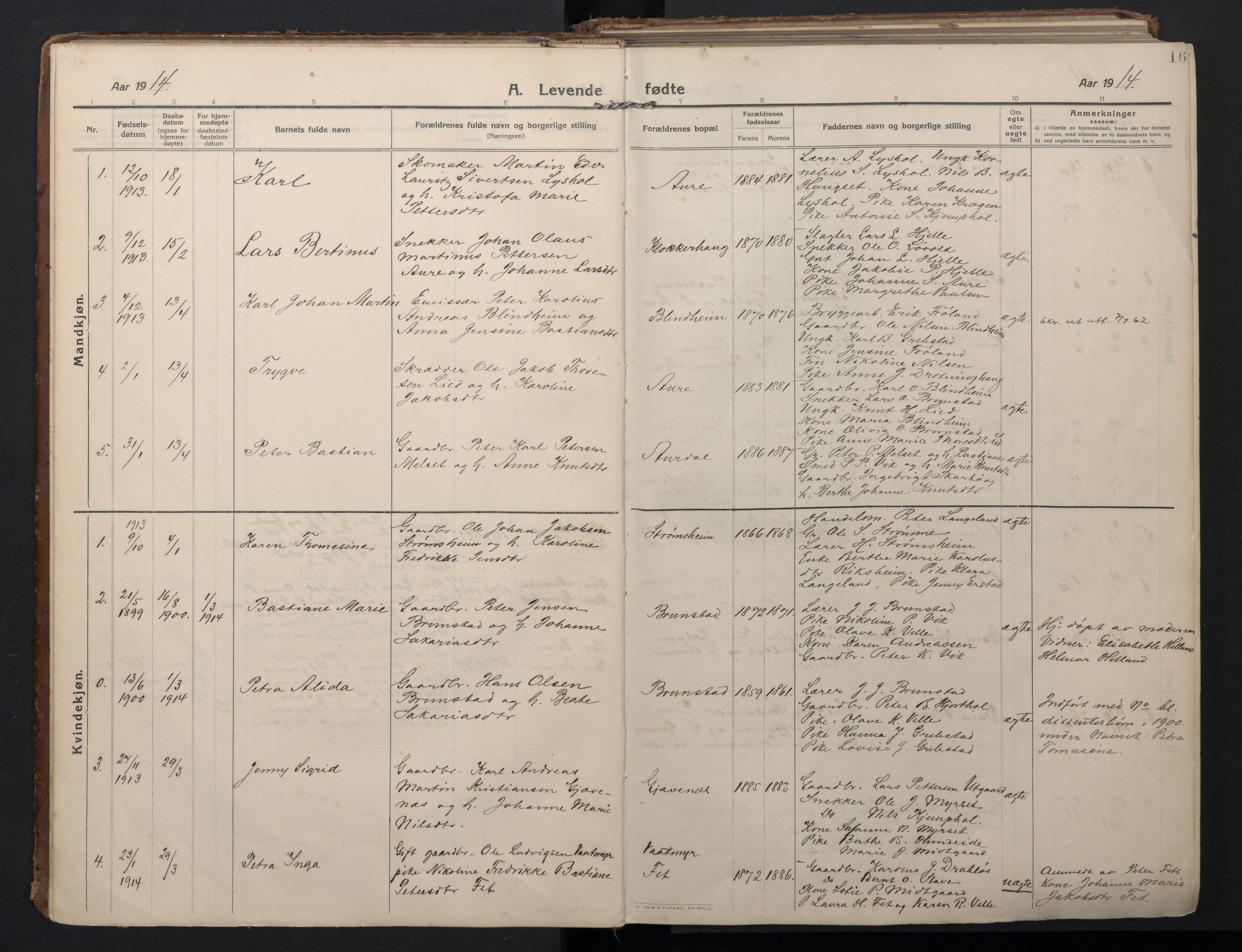 Ministerialprotokoller, klokkerbøker og fødselsregistre - Møre og Romsdal, AV/SAT-A-1454/523/L0337: Parish register (official) no. 523A04, 1911-1929, p. 16