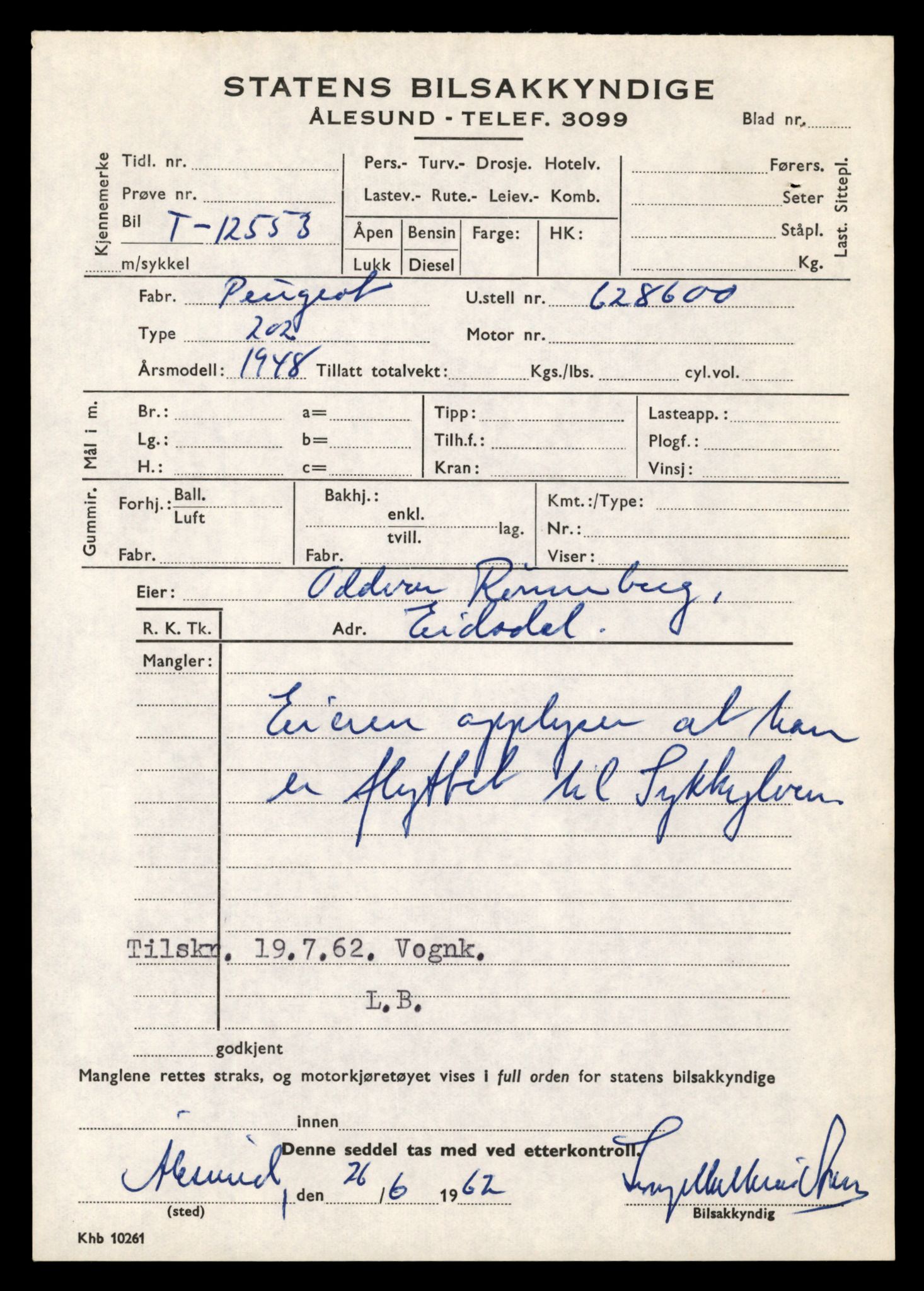Møre og Romsdal vegkontor - Ålesund trafikkstasjon, AV/SAT-A-4099/F/Fe/L0034: Registreringskort for kjøretøy T 12500 - T 12652, 1927-1998, p. 1026