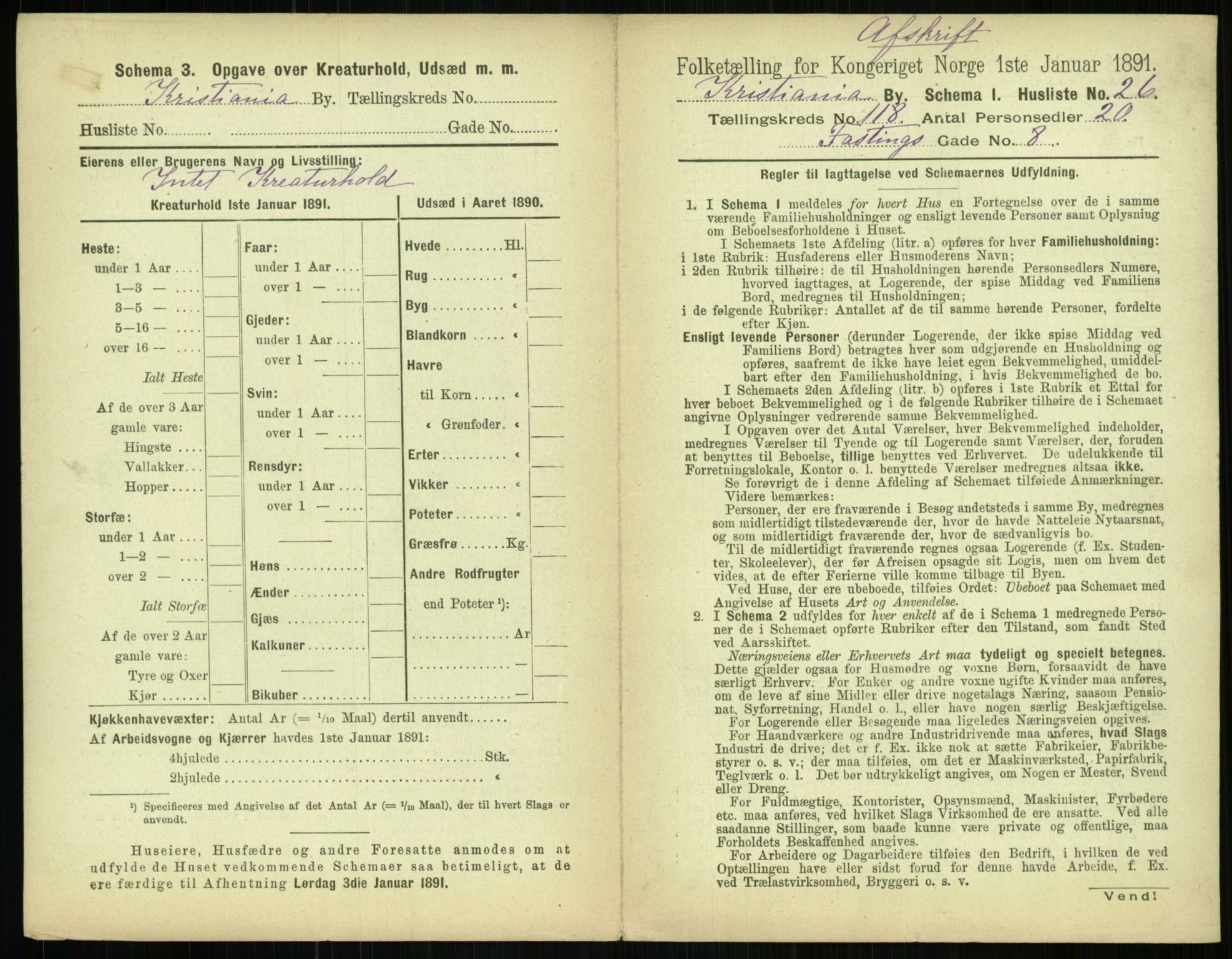 RA, 1891 census for 0301 Kristiania, 1891, p. 63289