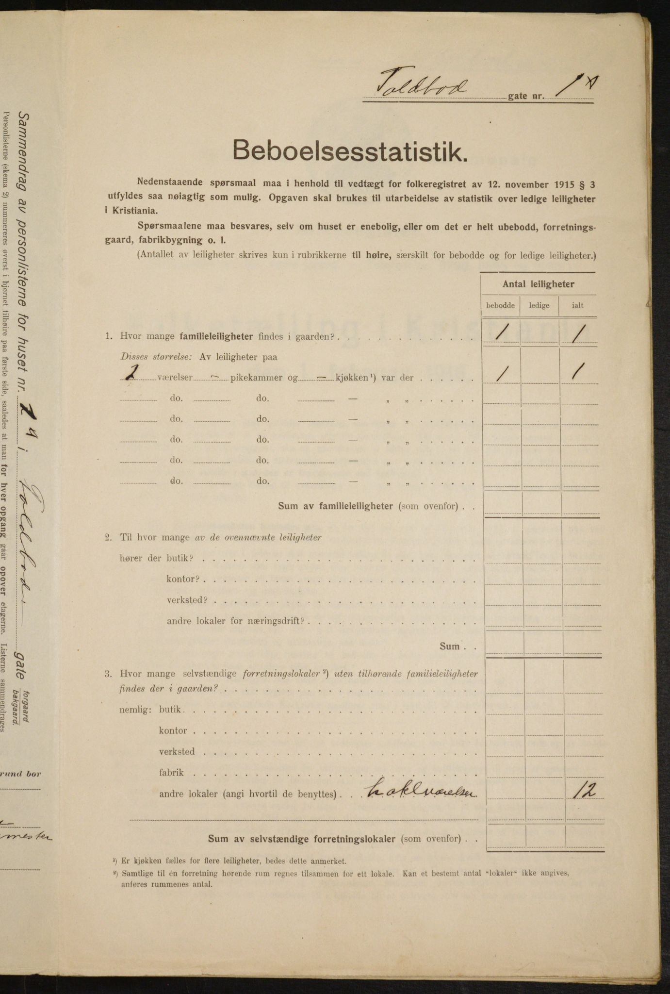 OBA, Municipal Census 1916 for Kristiania, 1916, p. 116337