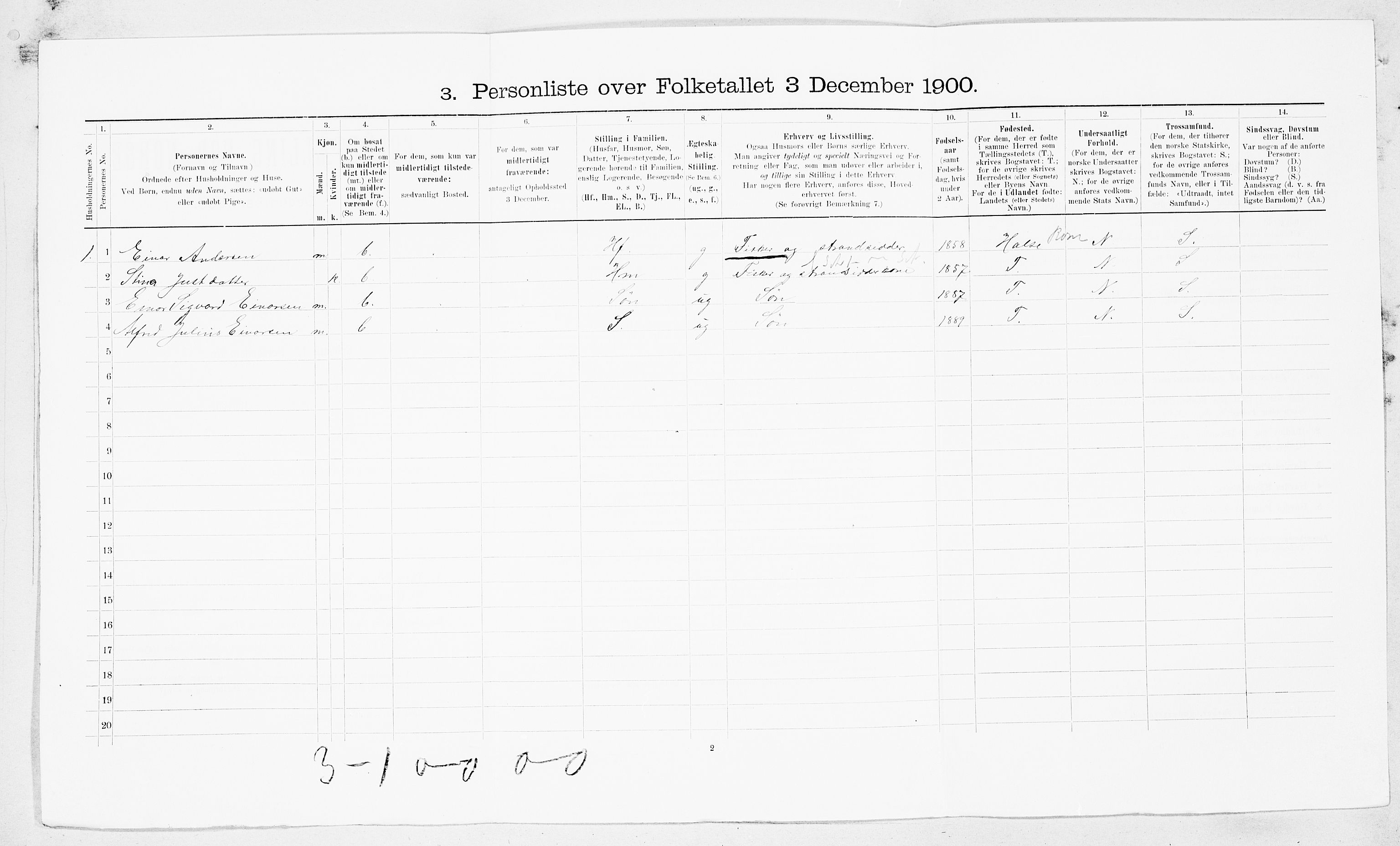 SAT, 1900 census for Edøy, 1900, p. 107