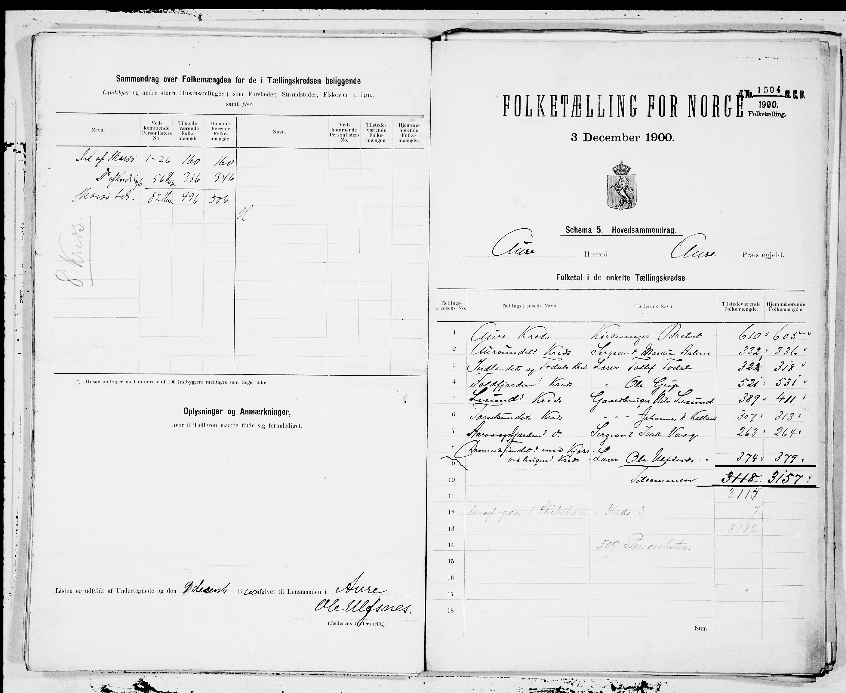 SAT, 1900 census for Aure, 1900, p. 18