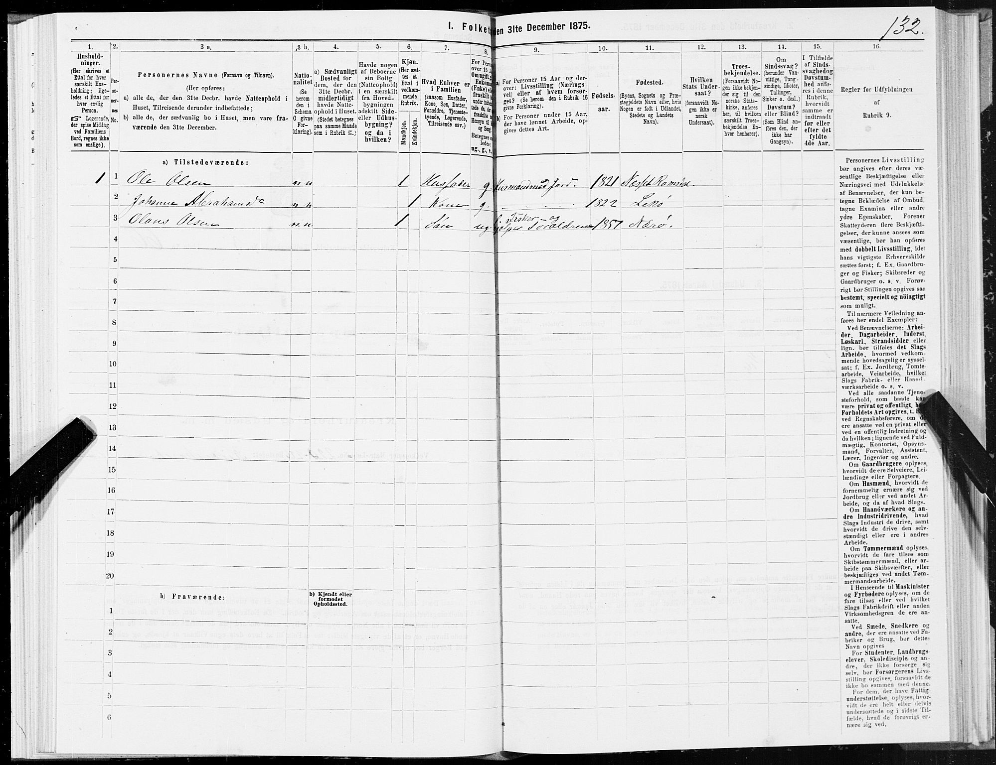 SAT, 1875 census for 1752P Kolvereid, 1875, p. 2132