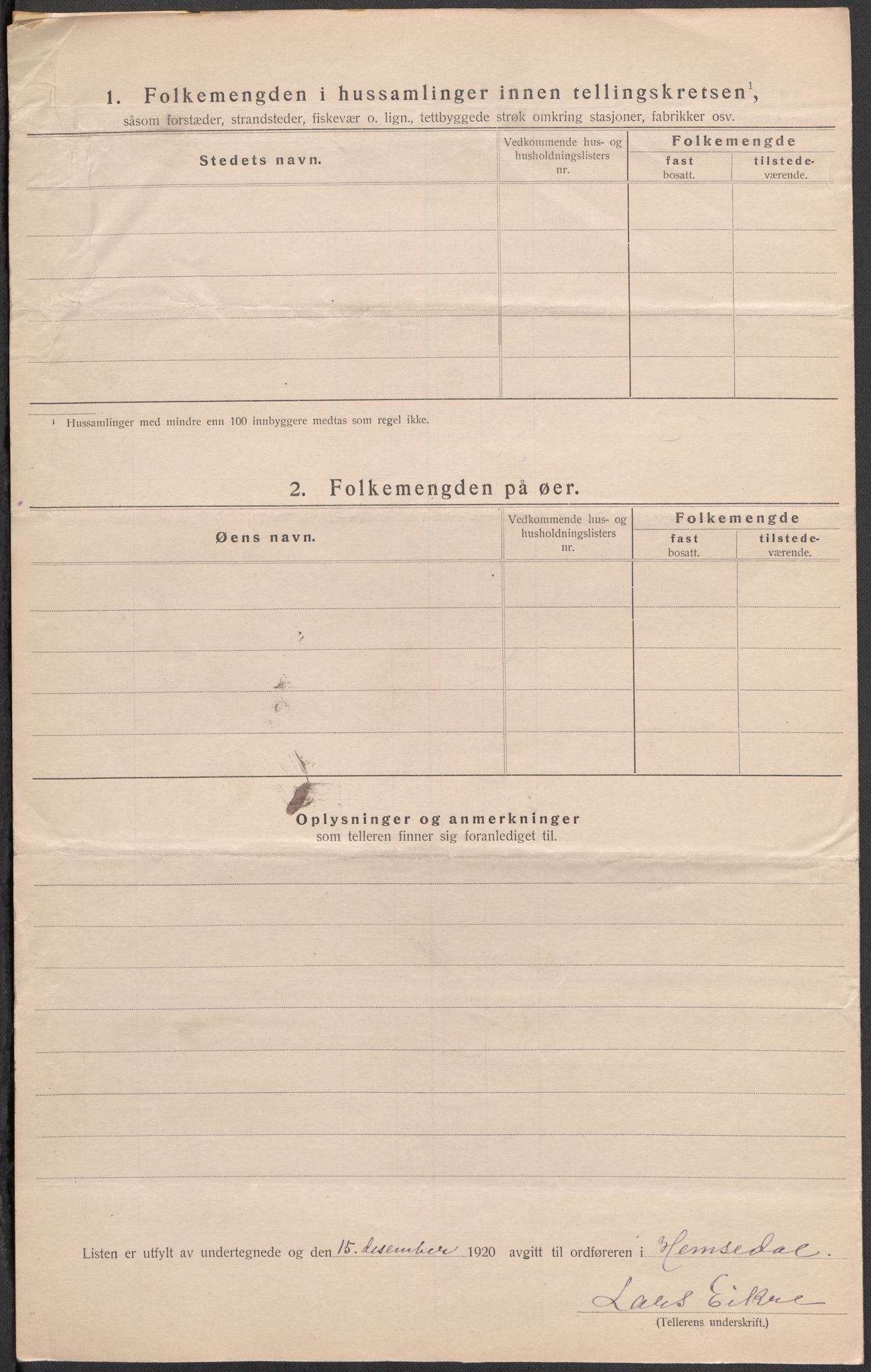 SAKO, 1920 census for Hemsedal, 1920, p. 13