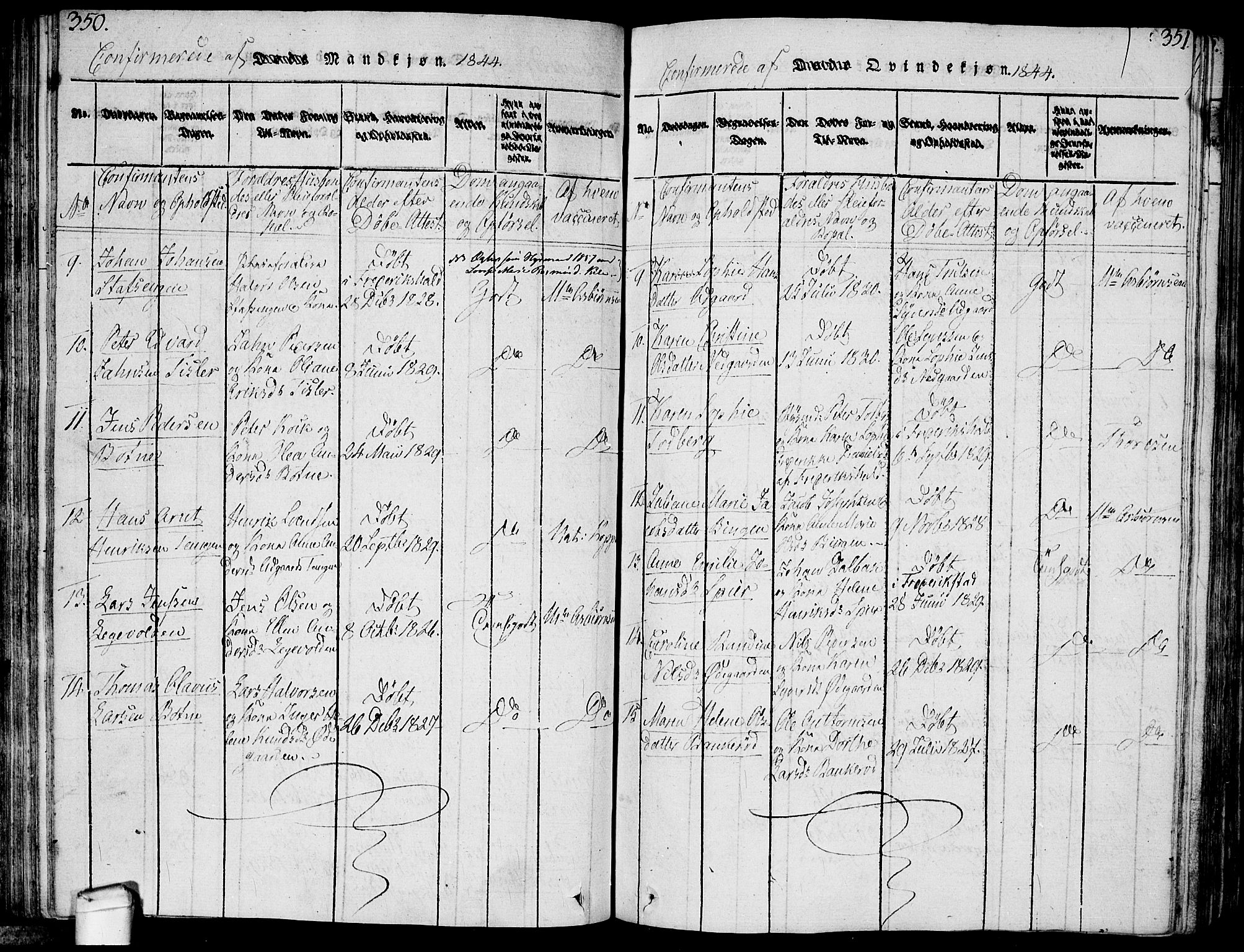 Hvaler prestekontor Kirkebøker, SAO/A-2001/F/Fa/L0005: Parish register (official) no. I 5, 1816-1845, p. 350-351
