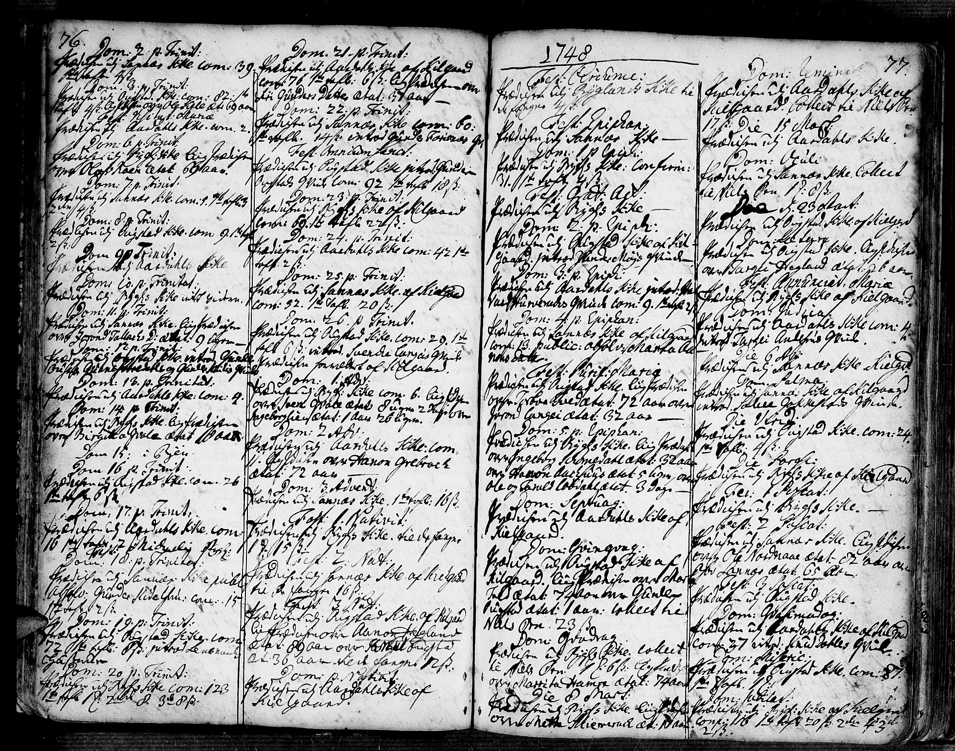 Bygland sokneprestkontor, SAK/1111-0006/F/Fa/Fab/L0001: Parish register (official) no. A 1, 1725-1766, p. 76-77
