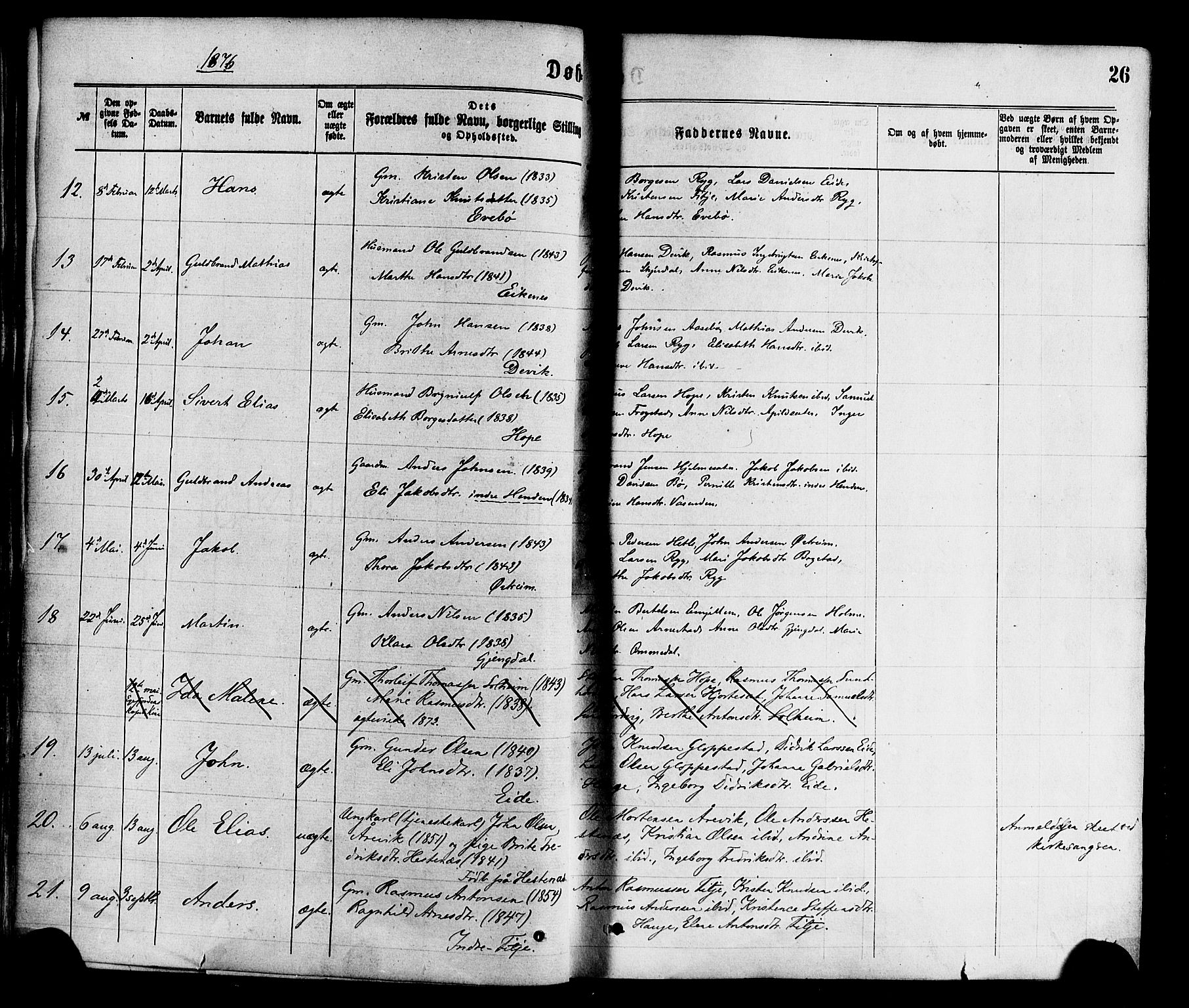 Gloppen sokneprestembete, SAB/A-80101/H/Haa/Haaa/L0010: Parish register (official) no. A 10, 1871-1884, p. 26
