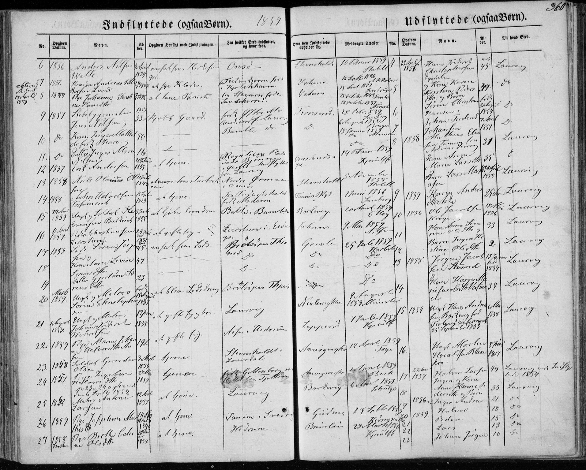 Brunlanes kirkebøker, AV/SAKO-A-342/F/Fa/L0004: Parish register (official) no. I 4, 1846-1862, p. 360