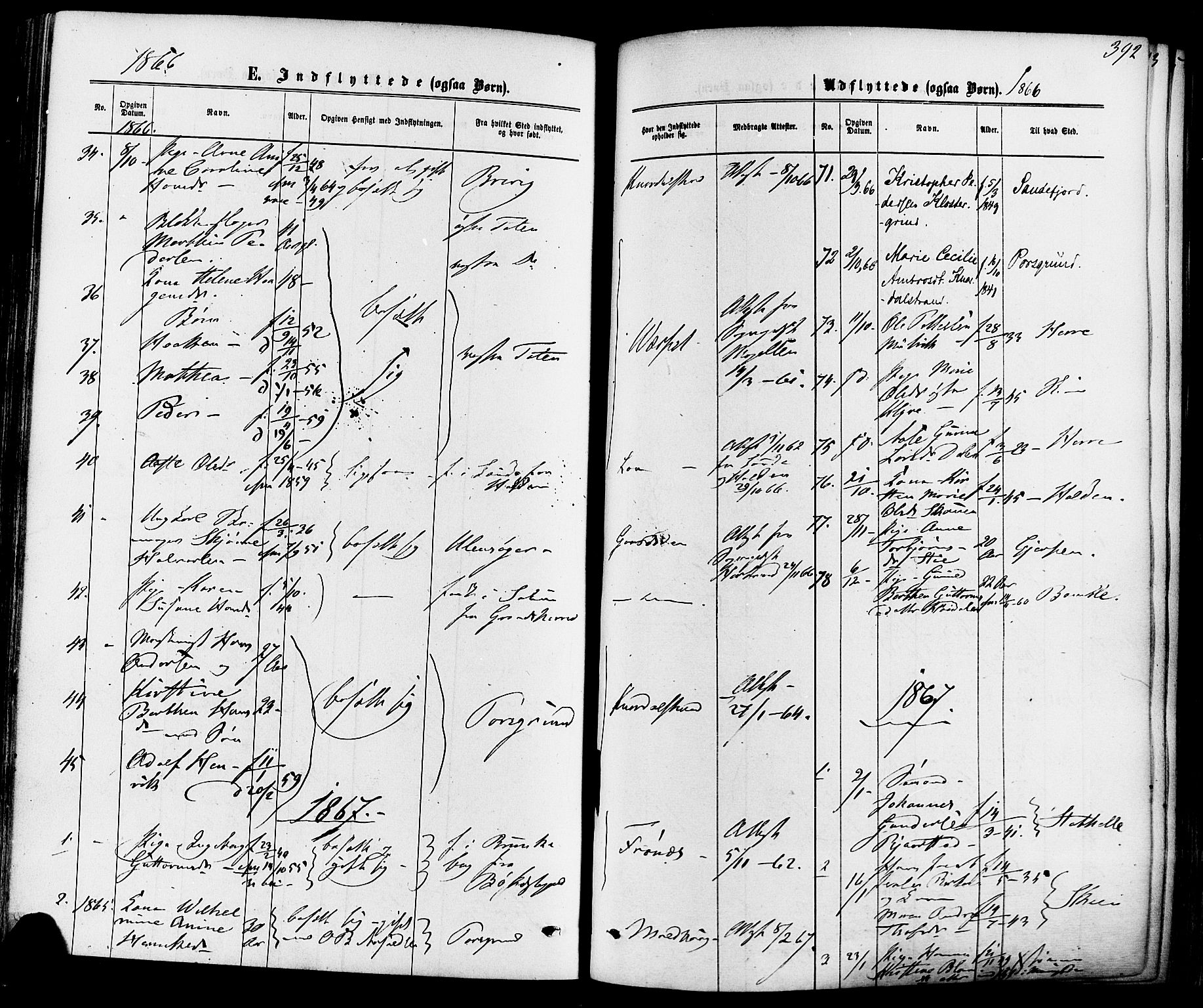 Solum kirkebøker, AV/SAKO-A-306/F/Fa/L0008: Parish register (official) no. I 8, 1865-1876, p. 392