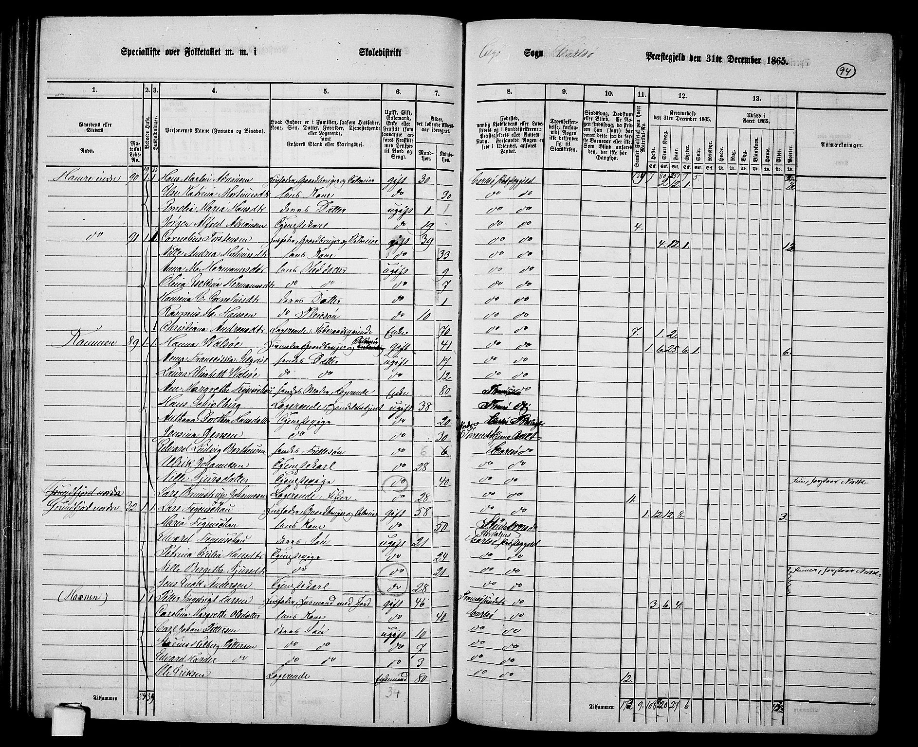 RA, 1865 census for Karlsøy, 1865, p. 91