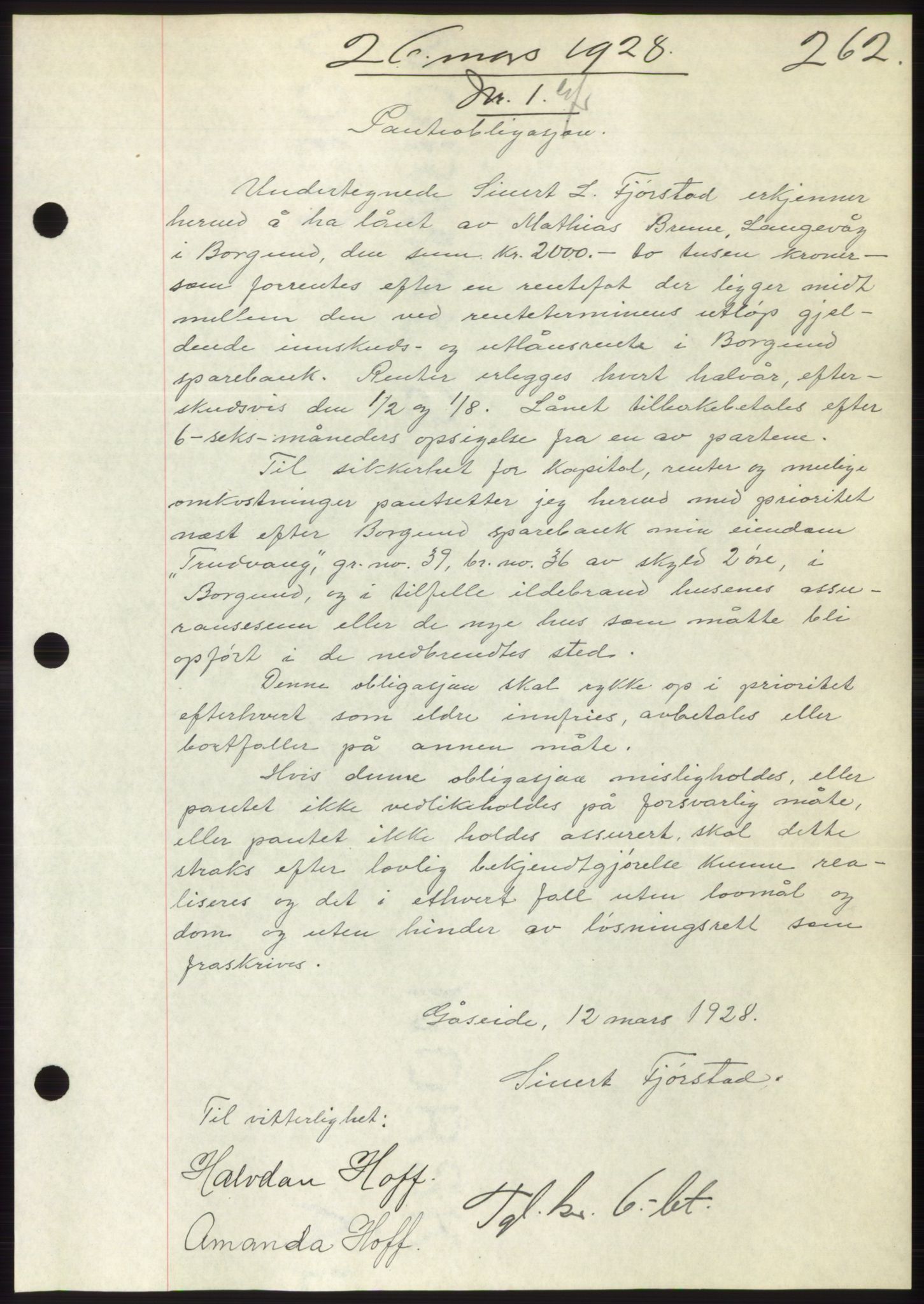 Nordre Sunnmøre sorenskriveri, AV/SAT-A-0006/1/2/2C/2Ca/L0041: Mortgage book no. 41, 1928-1928, Deed date: 26.03.1928