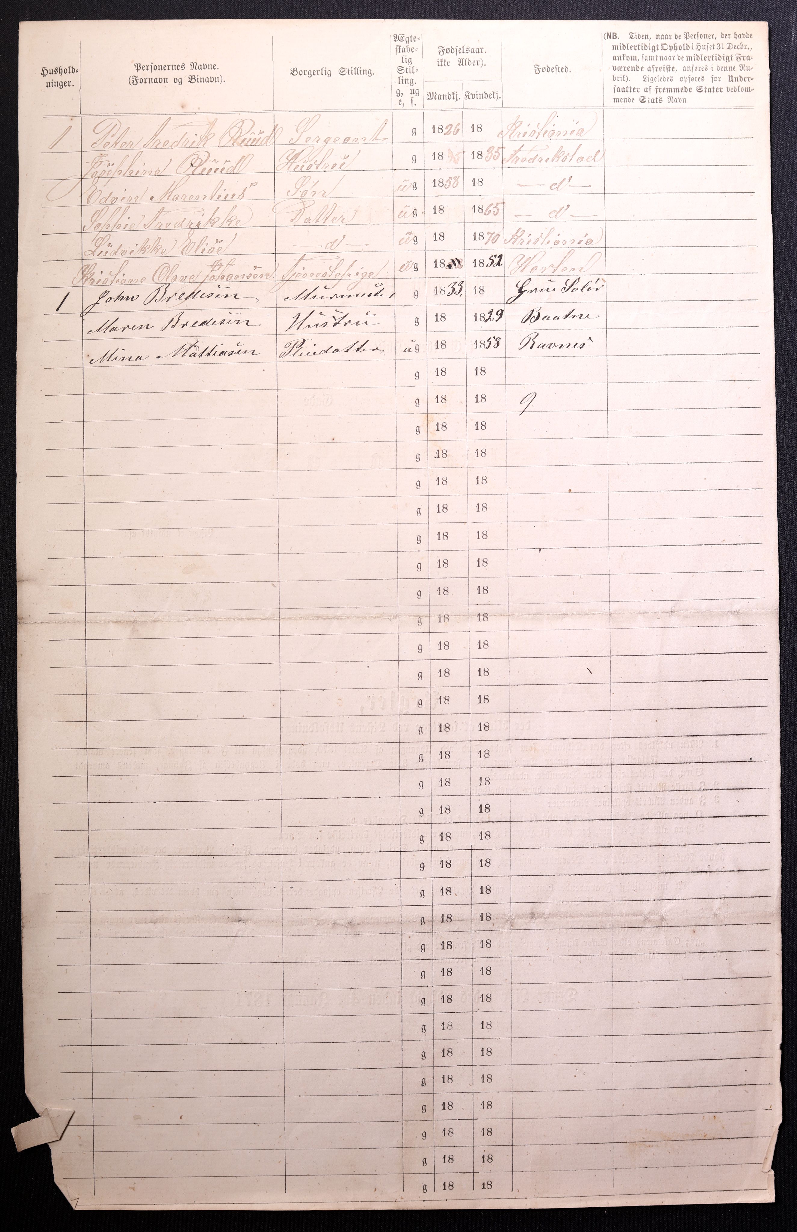 RA, 1870 census for 0301 Kristiania, 1870, p. 1889