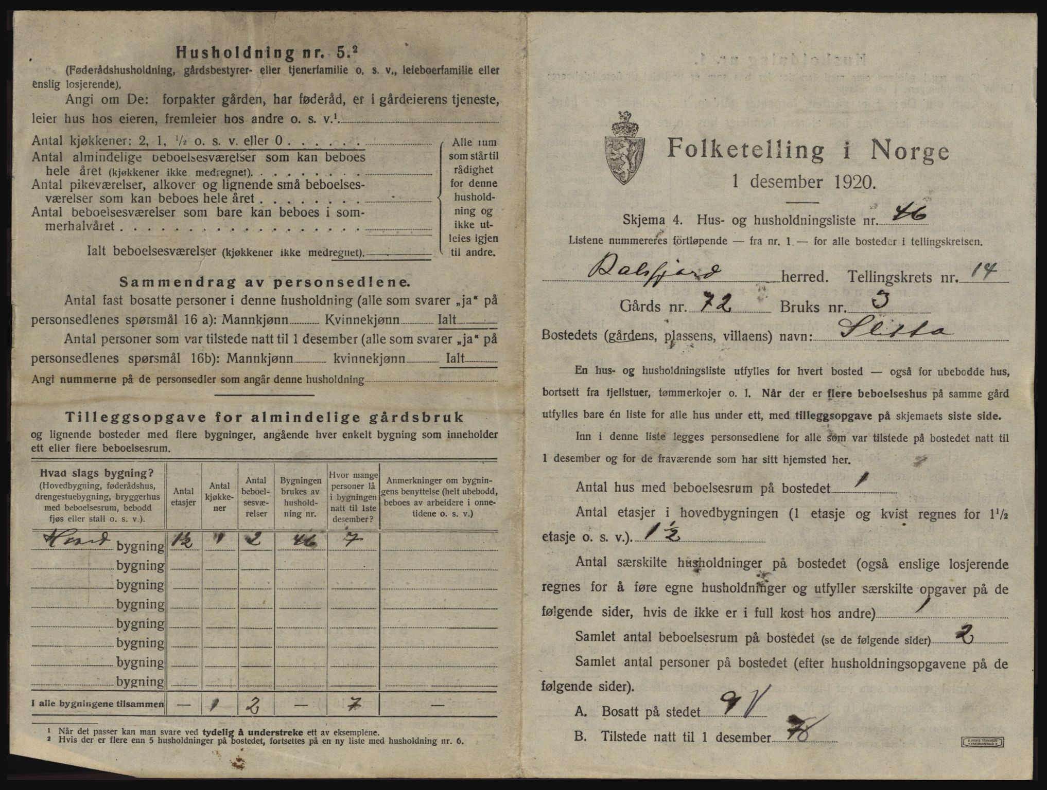 SATØ, 1920 census for Balsfjord, 1920, p. 1194