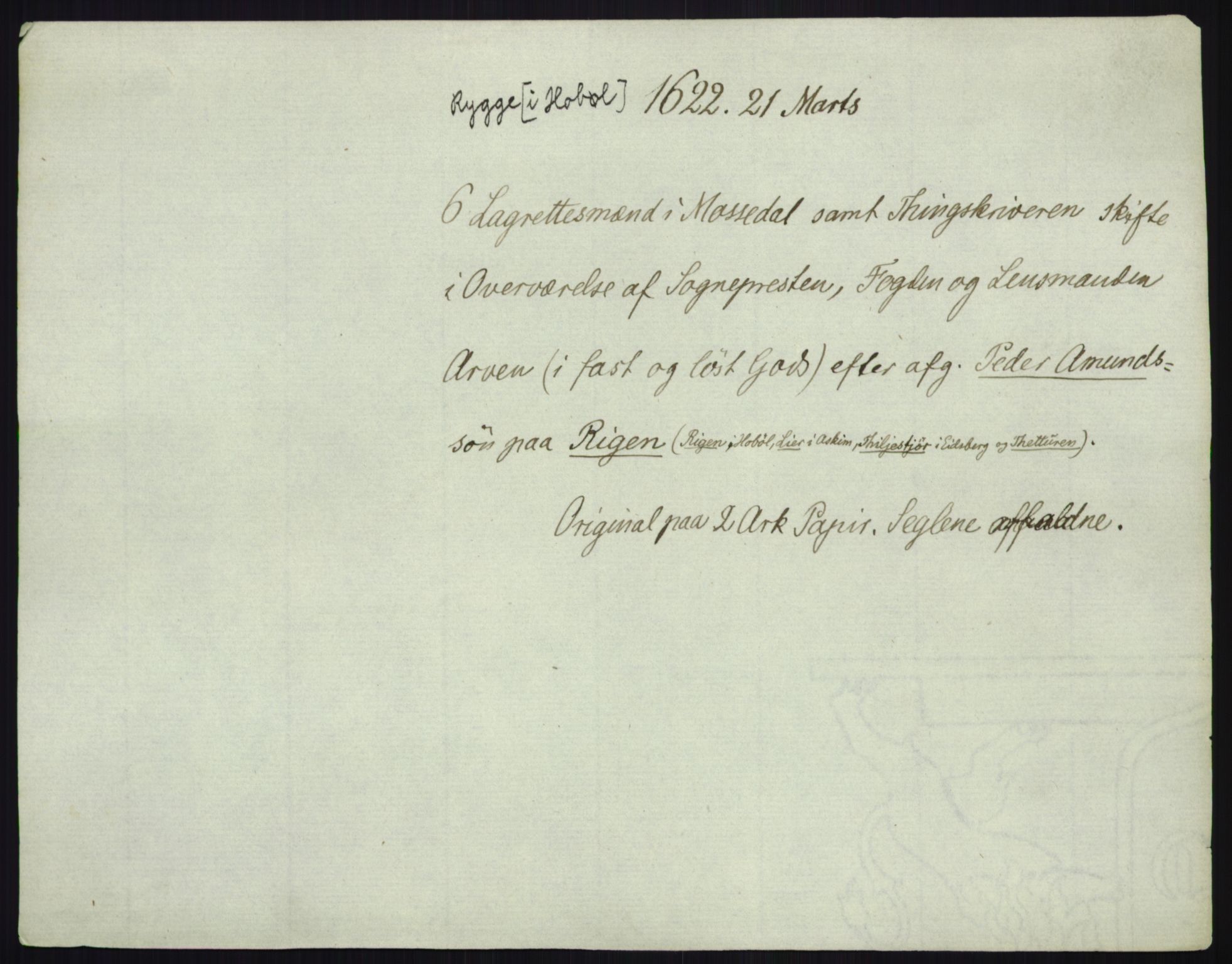 Riksarkivets diplomsamling, AV/RA-EA-5965/F35/F35b/L0006: Riksarkivets diplomer, seddelregister, 1613-1624, p. 565