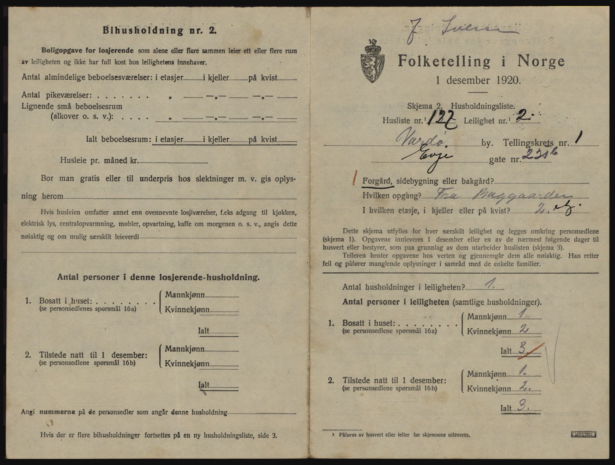 SATØ, 1920 census for Vardø, 1920, p. 1443