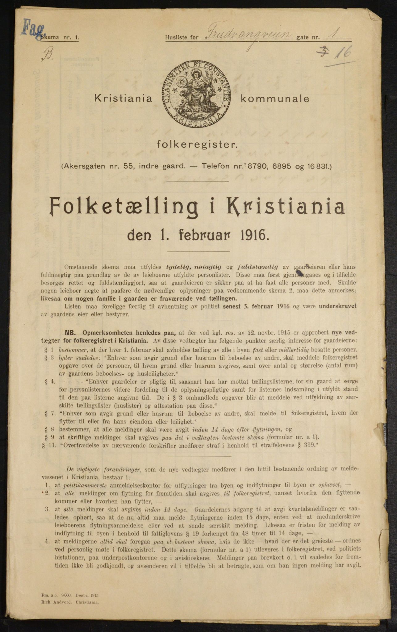 OBA, Municipal Census 1916 for Kristiania, 1916, p. 120476