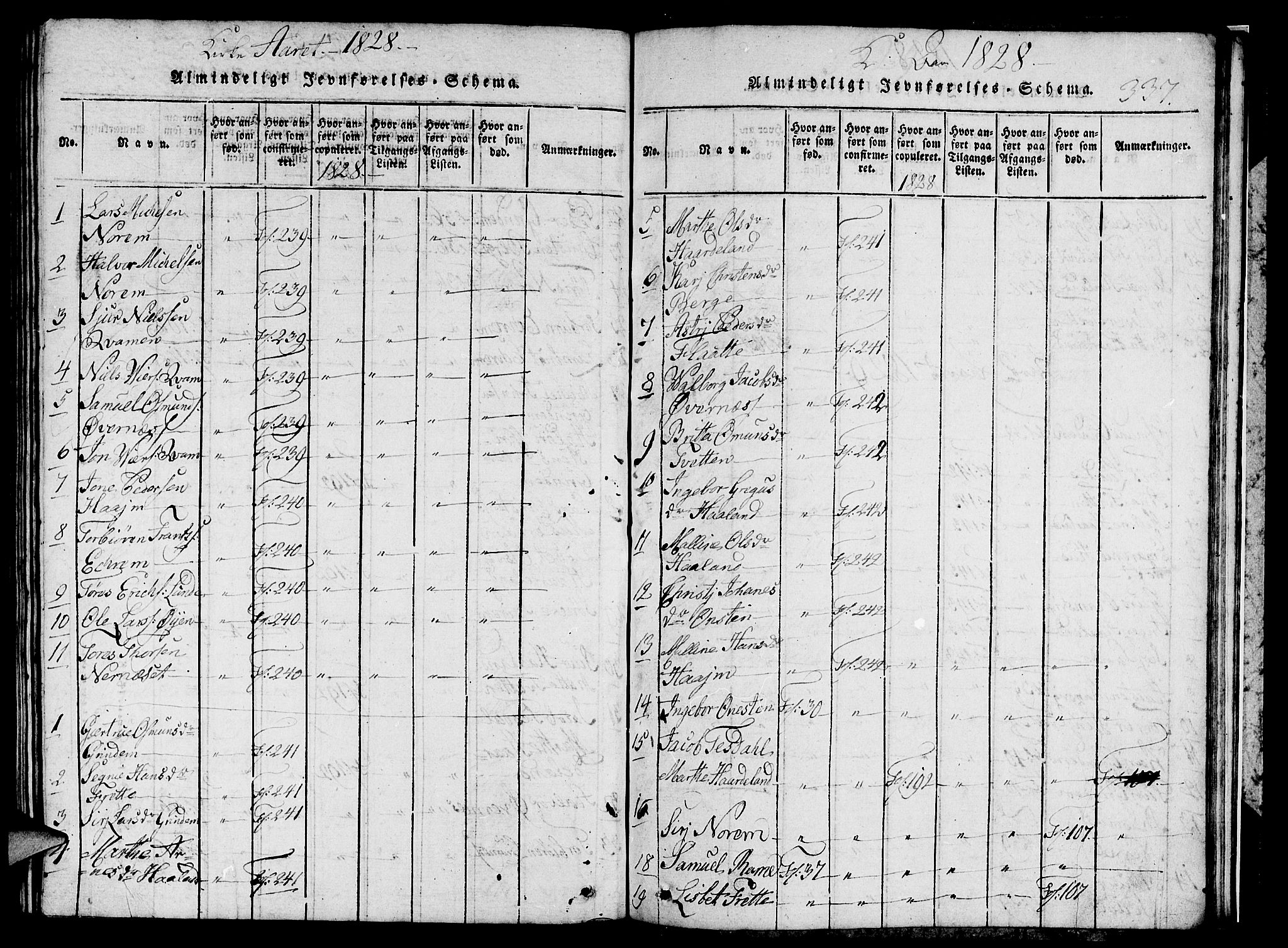 Etne sokneprestembete, SAB/A-75001/H/Hab: Parish register (copy) no. C 1, 1816-1841, p. 337