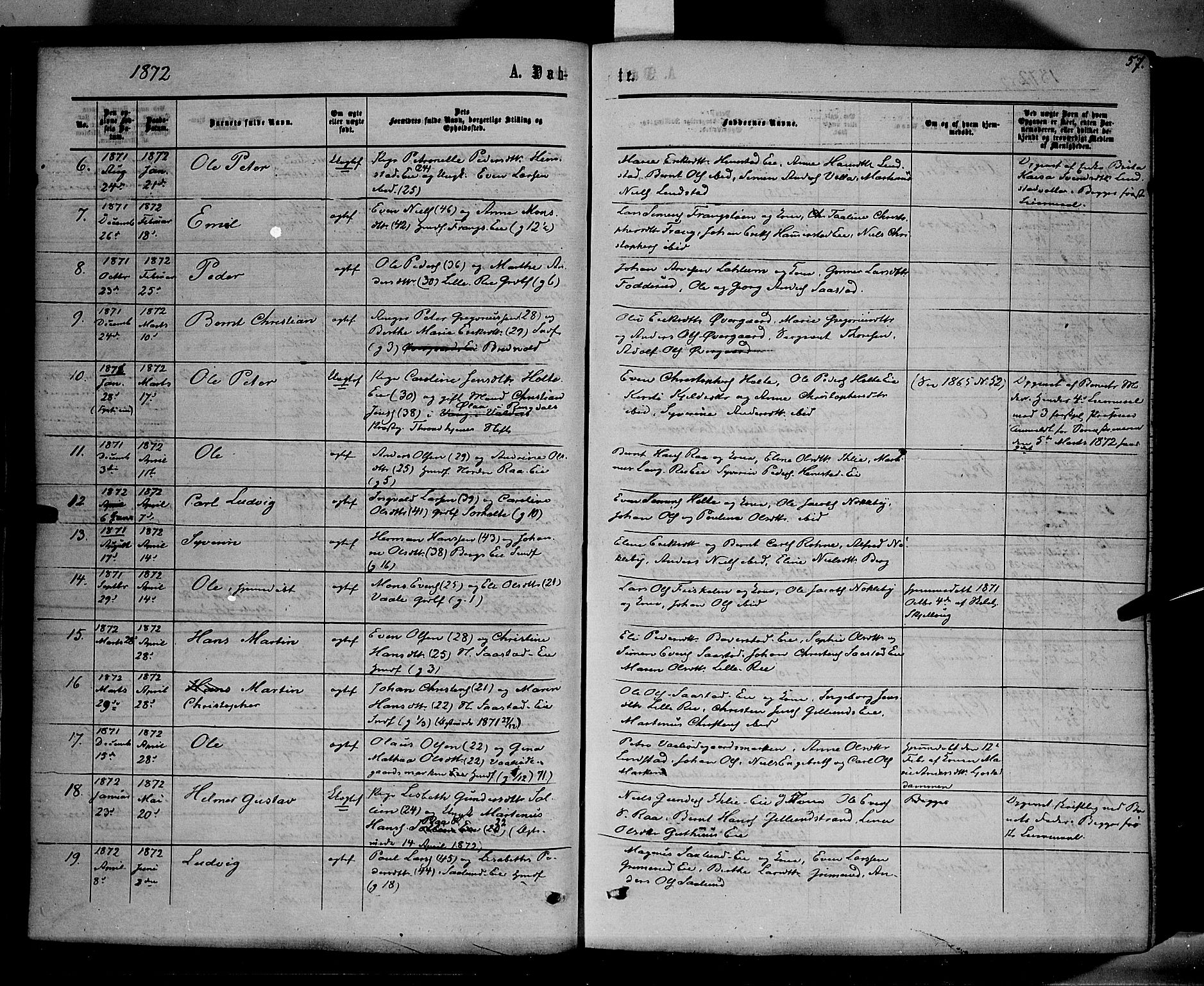 Stange prestekontor, SAH/PREST-002/K/L0013: Parish register (official) no. 13, 1862-1879, p. 57