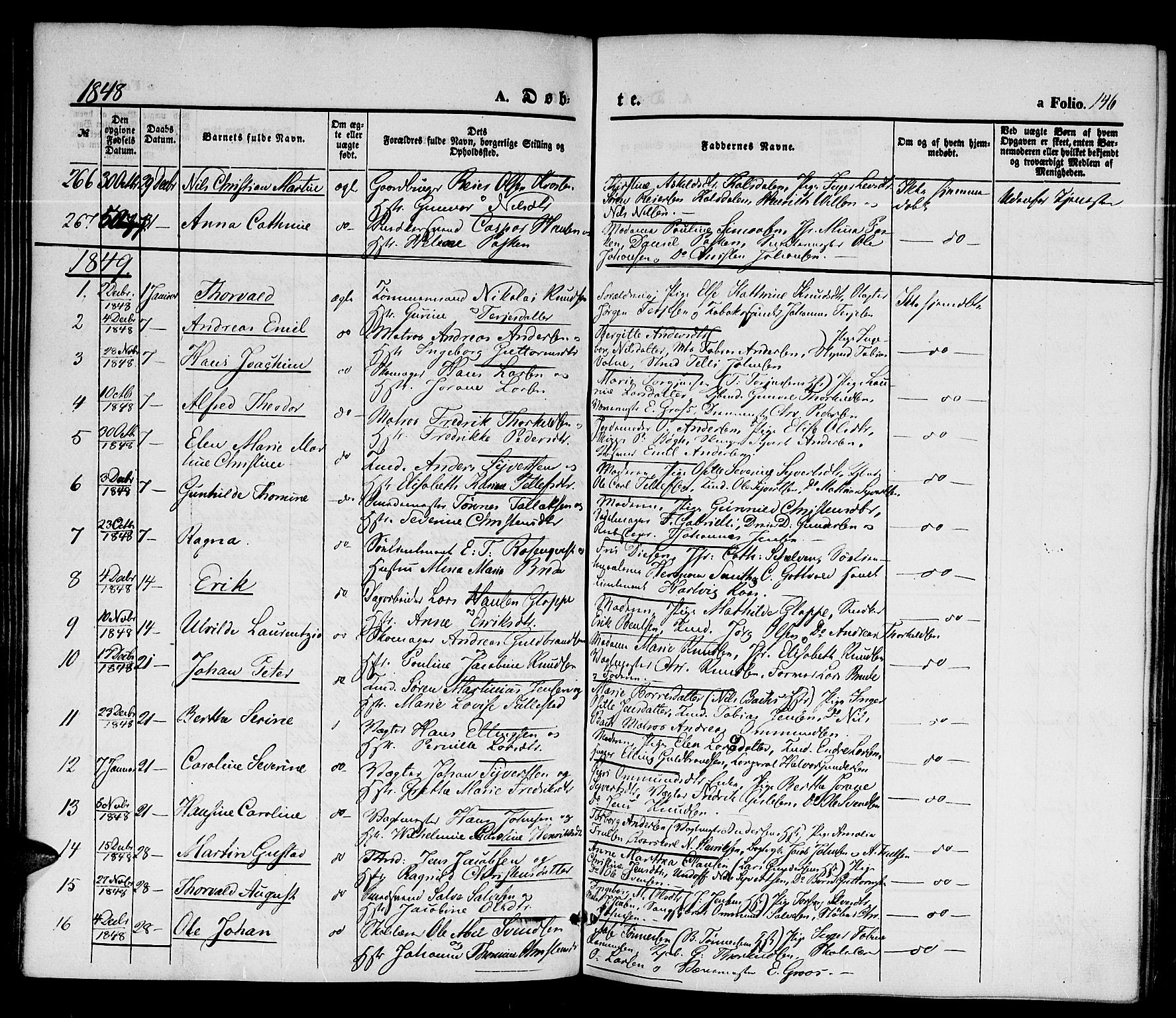 Kristiansand domprosti, SAK/1112-0006/F/Fb/L0010: Parish register (copy) no. B 10, 1843-1850, p. 146