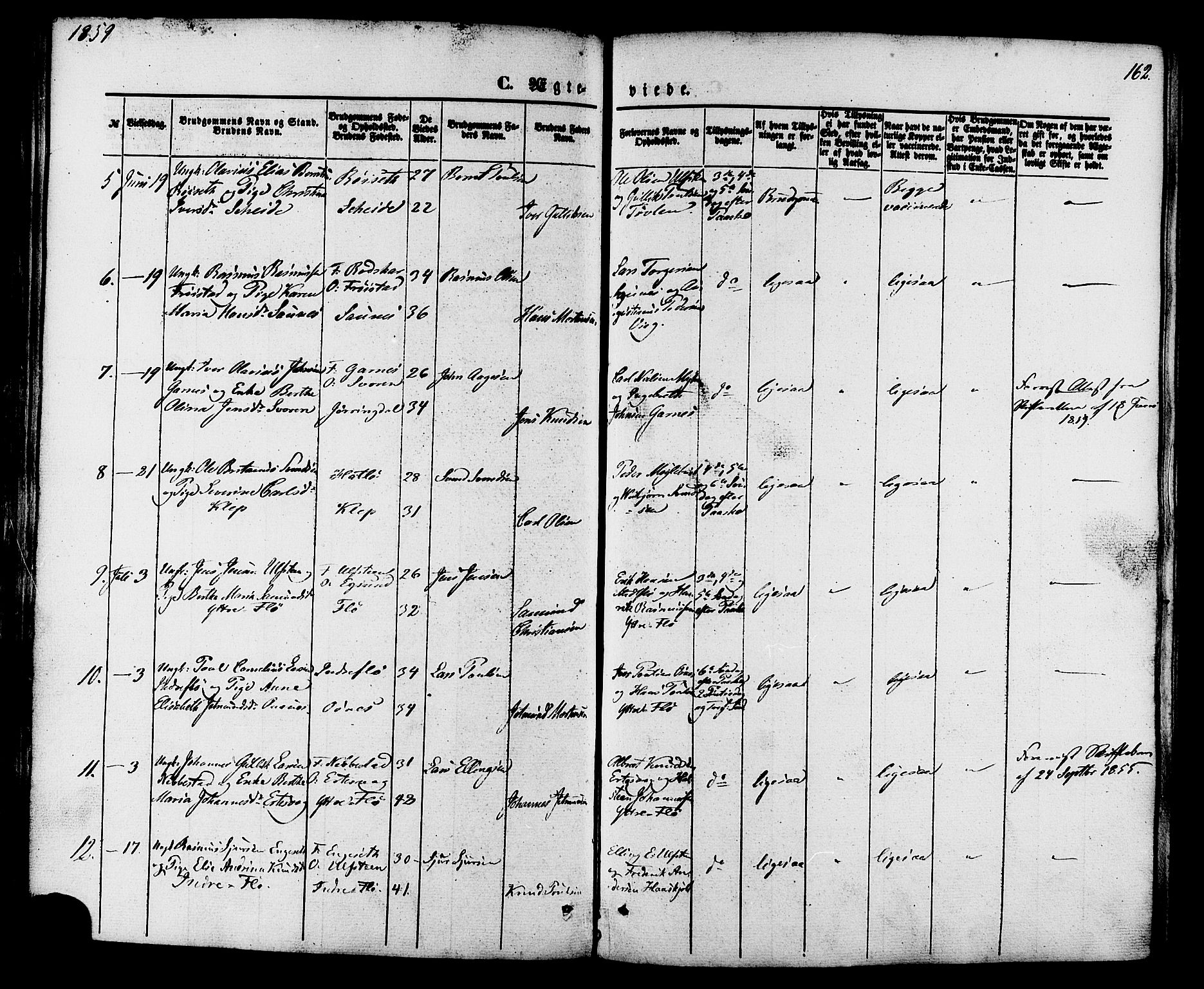 Ministerialprotokoller, klokkerbøker og fødselsregistre - Møre og Romsdal, SAT/A-1454/509/L0105: Parish register (official) no. 509A03, 1848-1882, p. 162