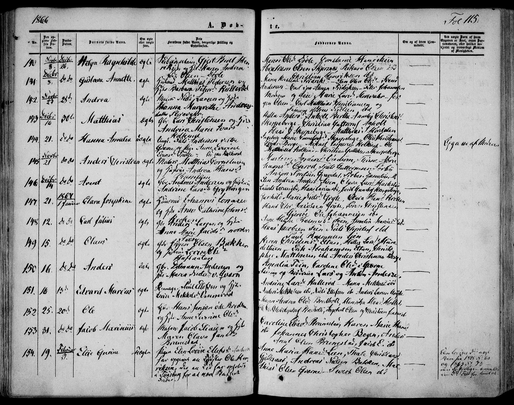 Stokke kirkebøker, AV/SAKO-A-320/F/Fa/L0008: Parish register (official) no. I 8, 1858-1871, p. 115