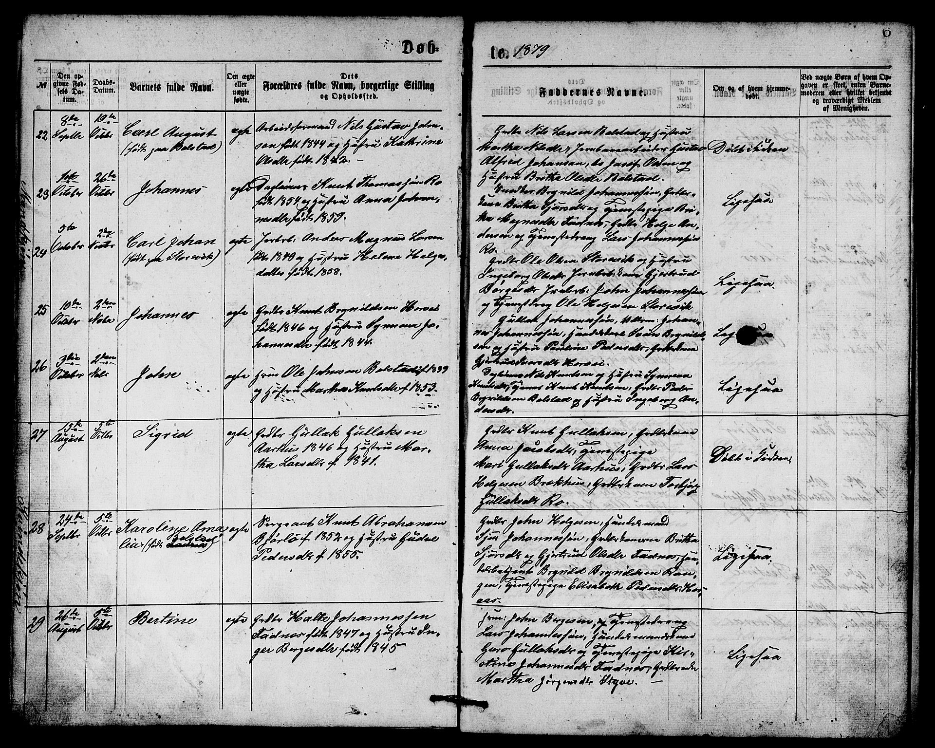 Evanger sokneprestembete, SAB/A-99924: Parish register (copy) no. A 3, 1875-1887, p. 6