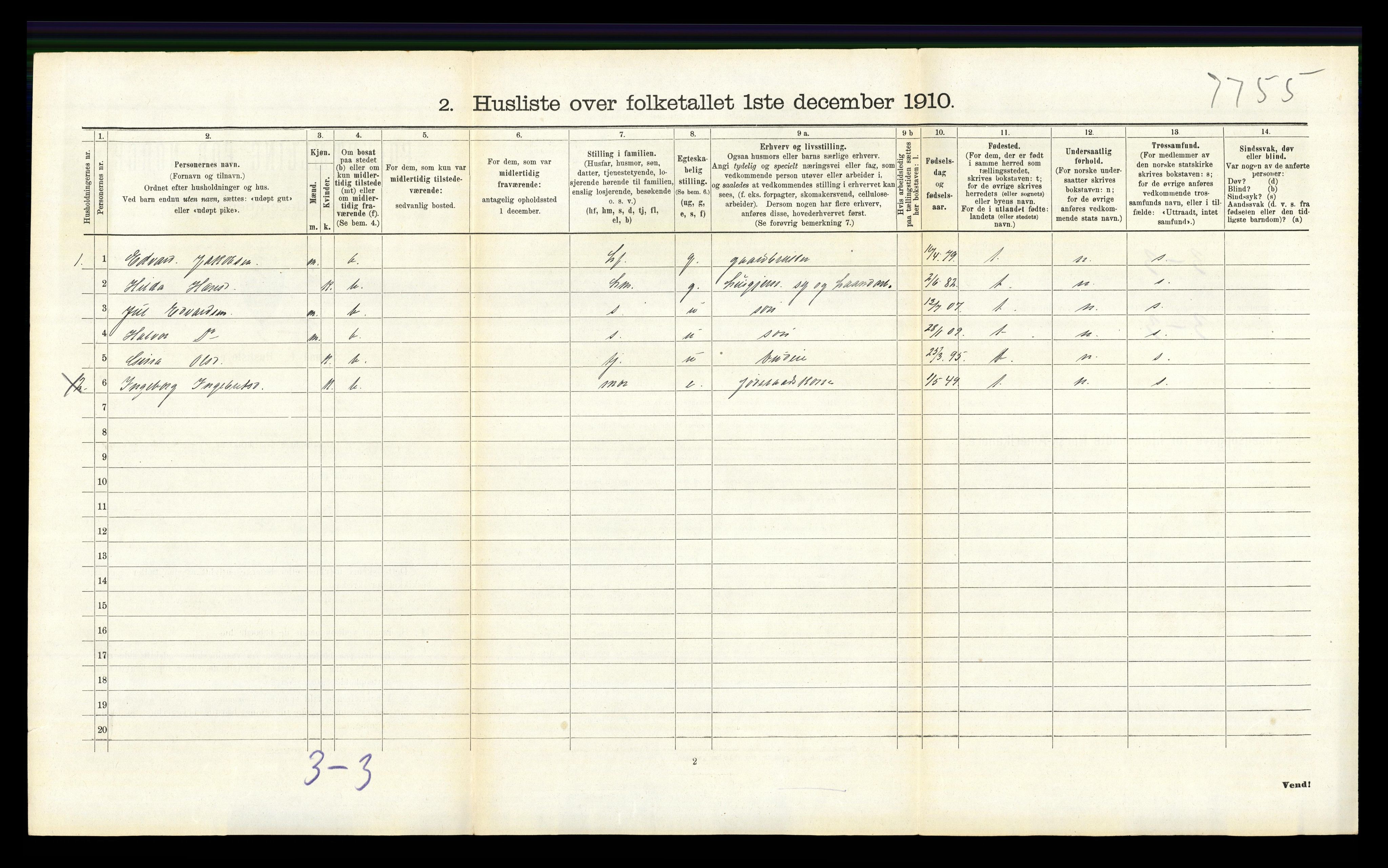 RA, 1910 census for Lunner, 1910, p. 485