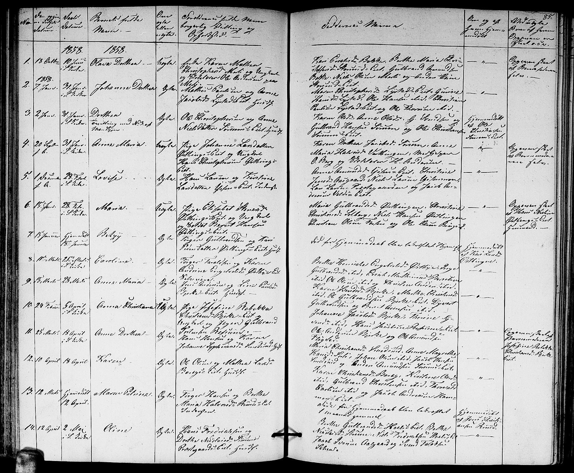 Sørum prestekontor Kirkebøker, SAO/A-10303/G/Ga/L0003: Parish register (copy) no. I 3, 1846-1863, p. 85