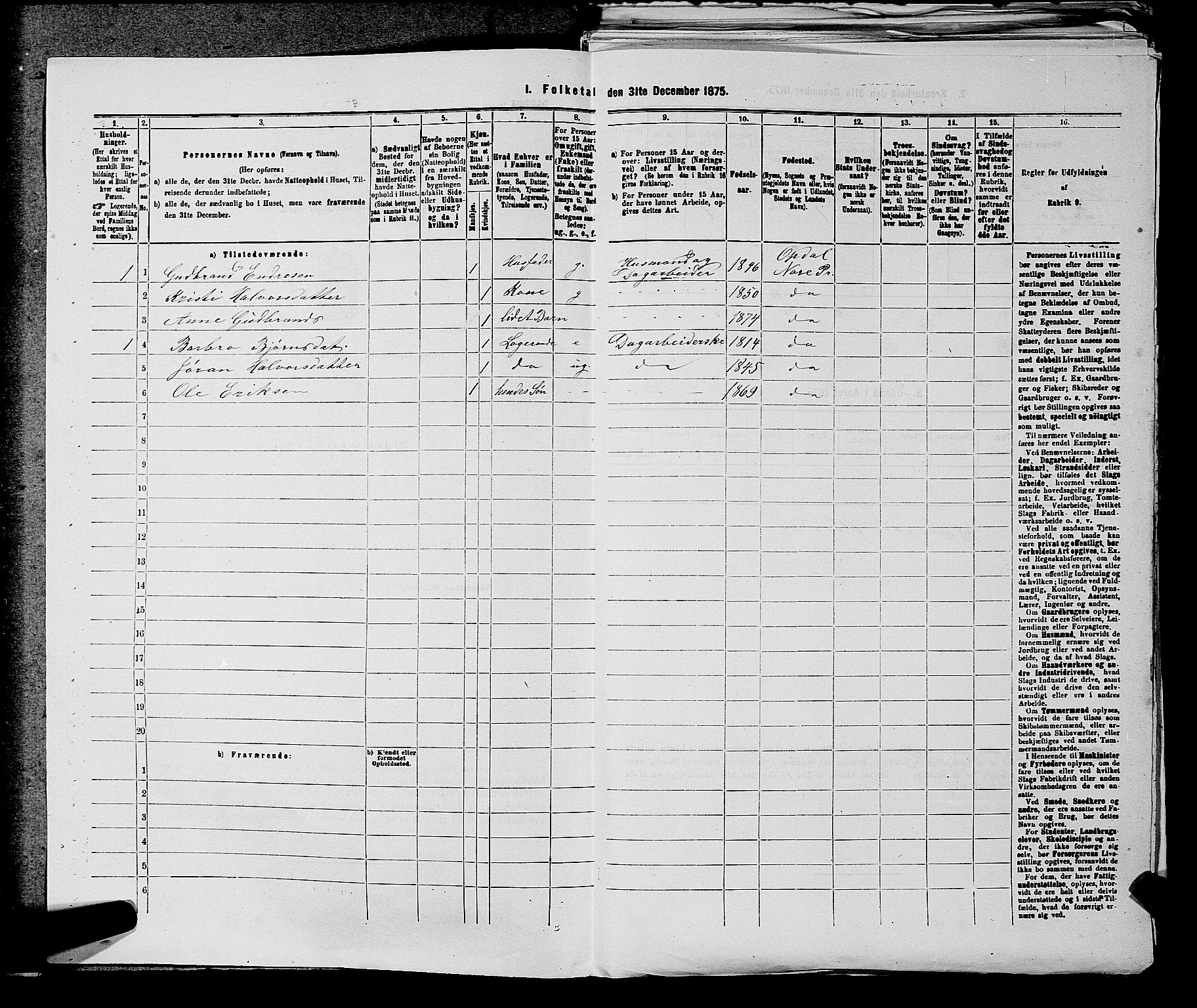 SAKO, 1875 census for 0633P Nore, 1875, p. 461