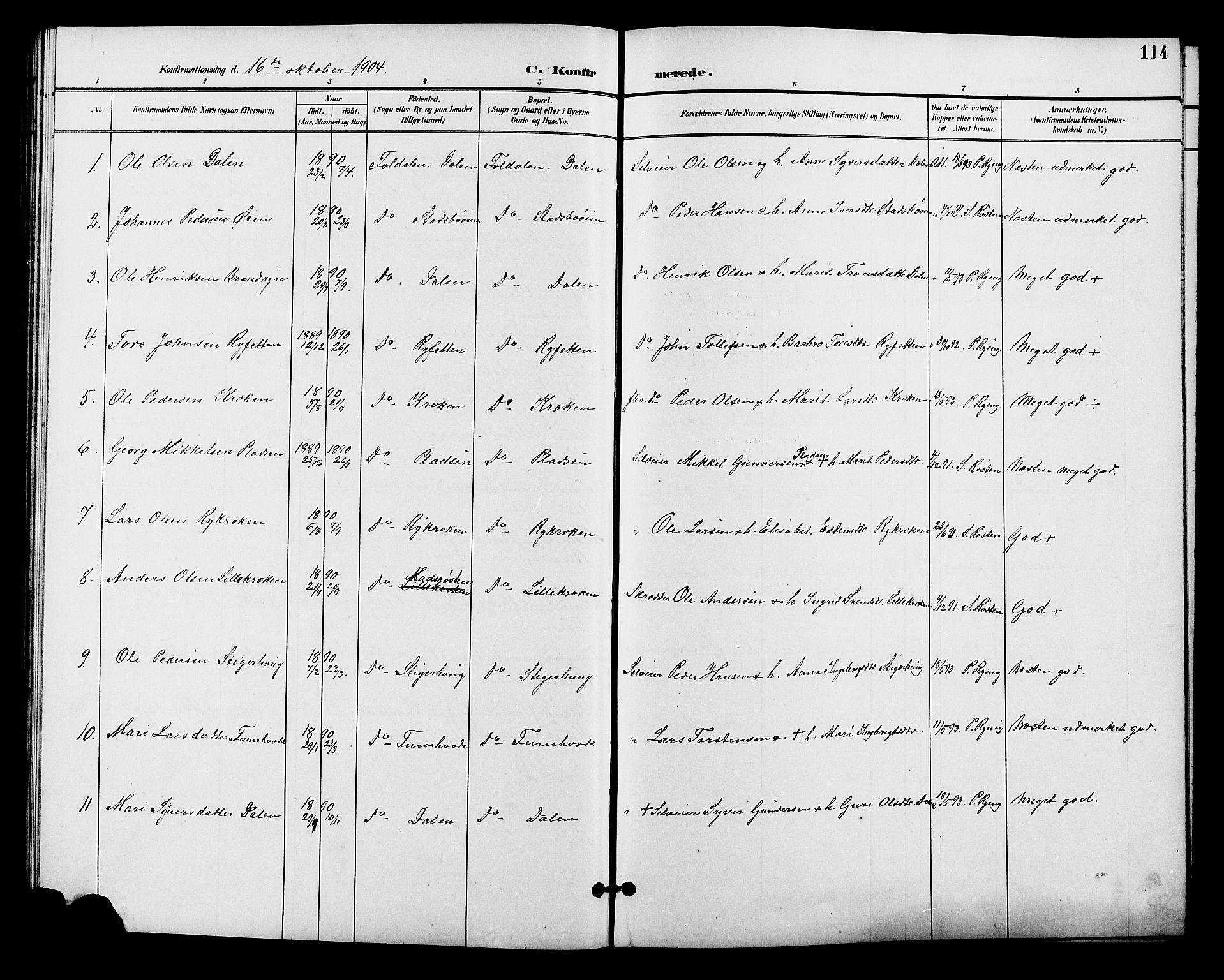 Alvdal prestekontor, SAH/PREST-060/H/Ha/Hab/L0004: Parish register (copy) no. 4, 1894-1910, p. 114