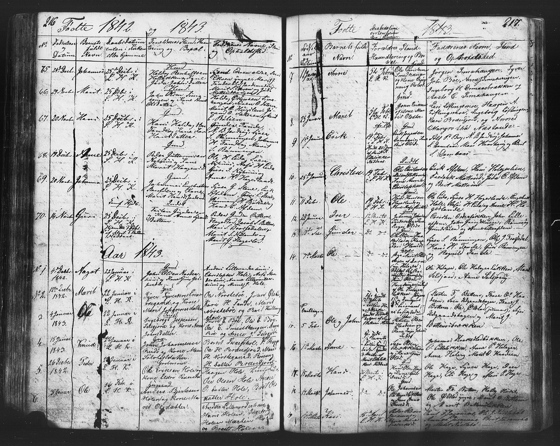 Lesja prestekontor, SAH/PREST-068/H/Ha/Hab/L0002: Parish register (copy) no. 2, 1832-1850, p. 216-217