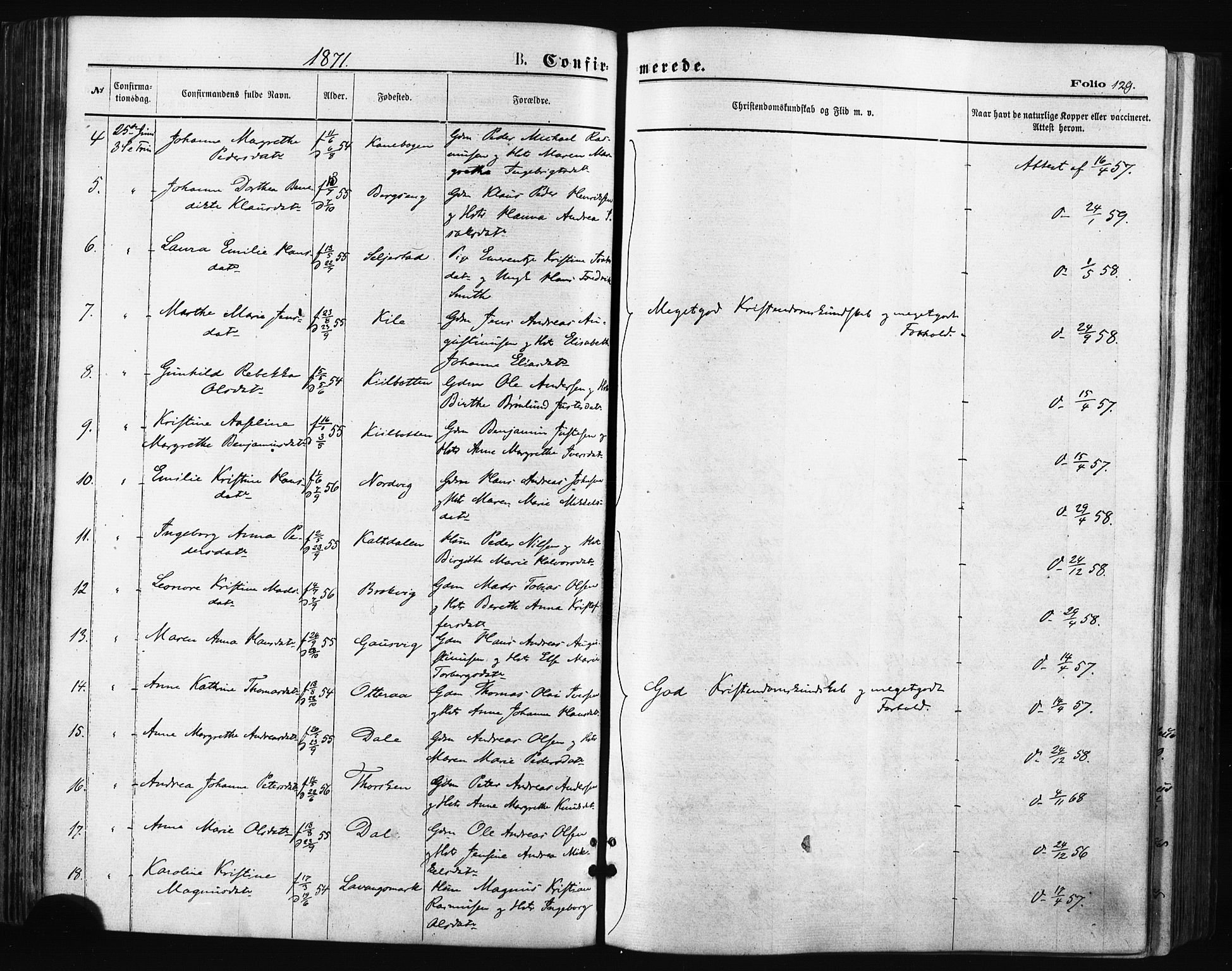 Trondenes sokneprestkontor, AV/SATØ-S-1319/H/Ha/L0013kirke: Parish register (official) no. 13, 1870-1878, p. 129