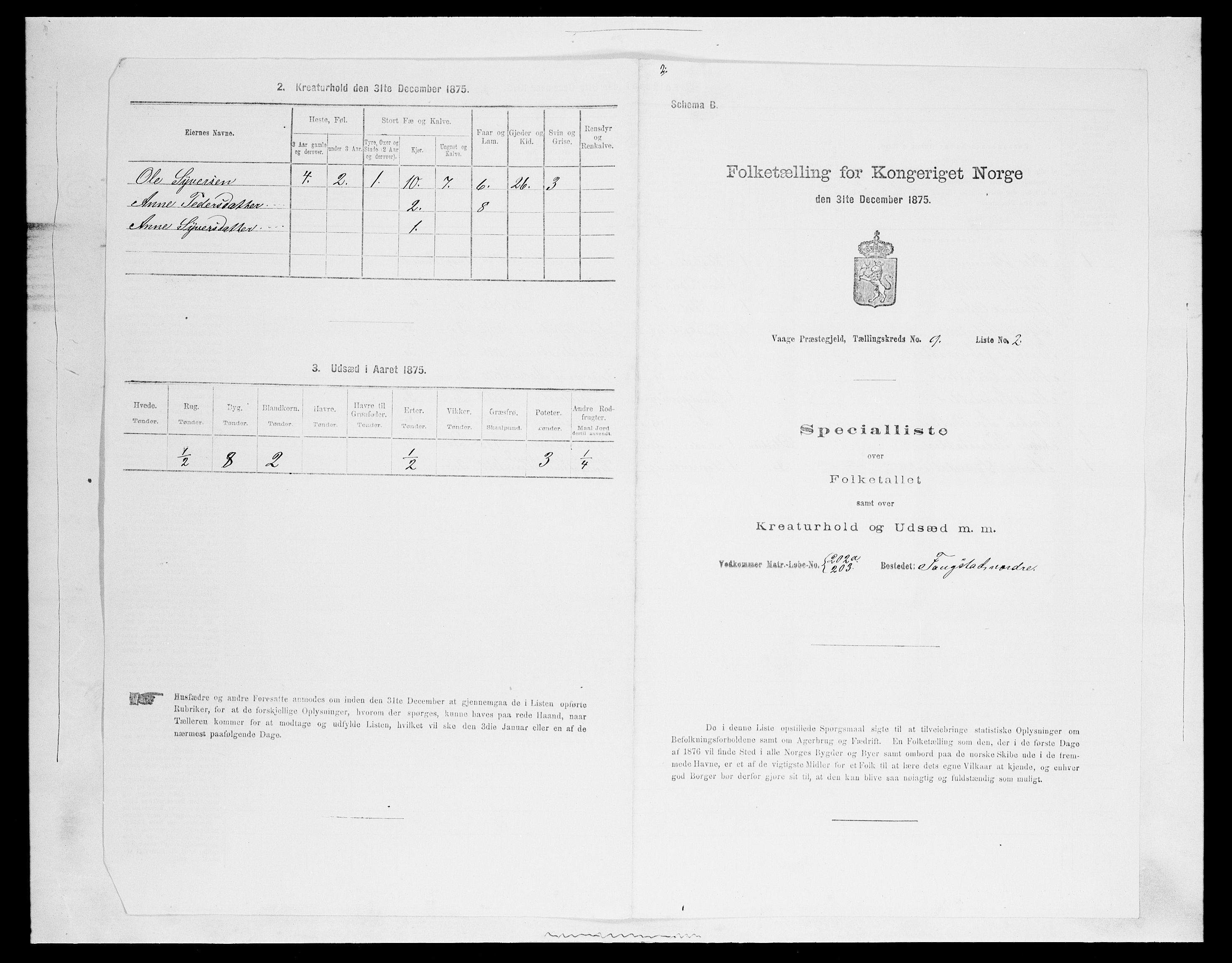 SAH, 1875 census for 0515P Vågå, 1875, p. 1527