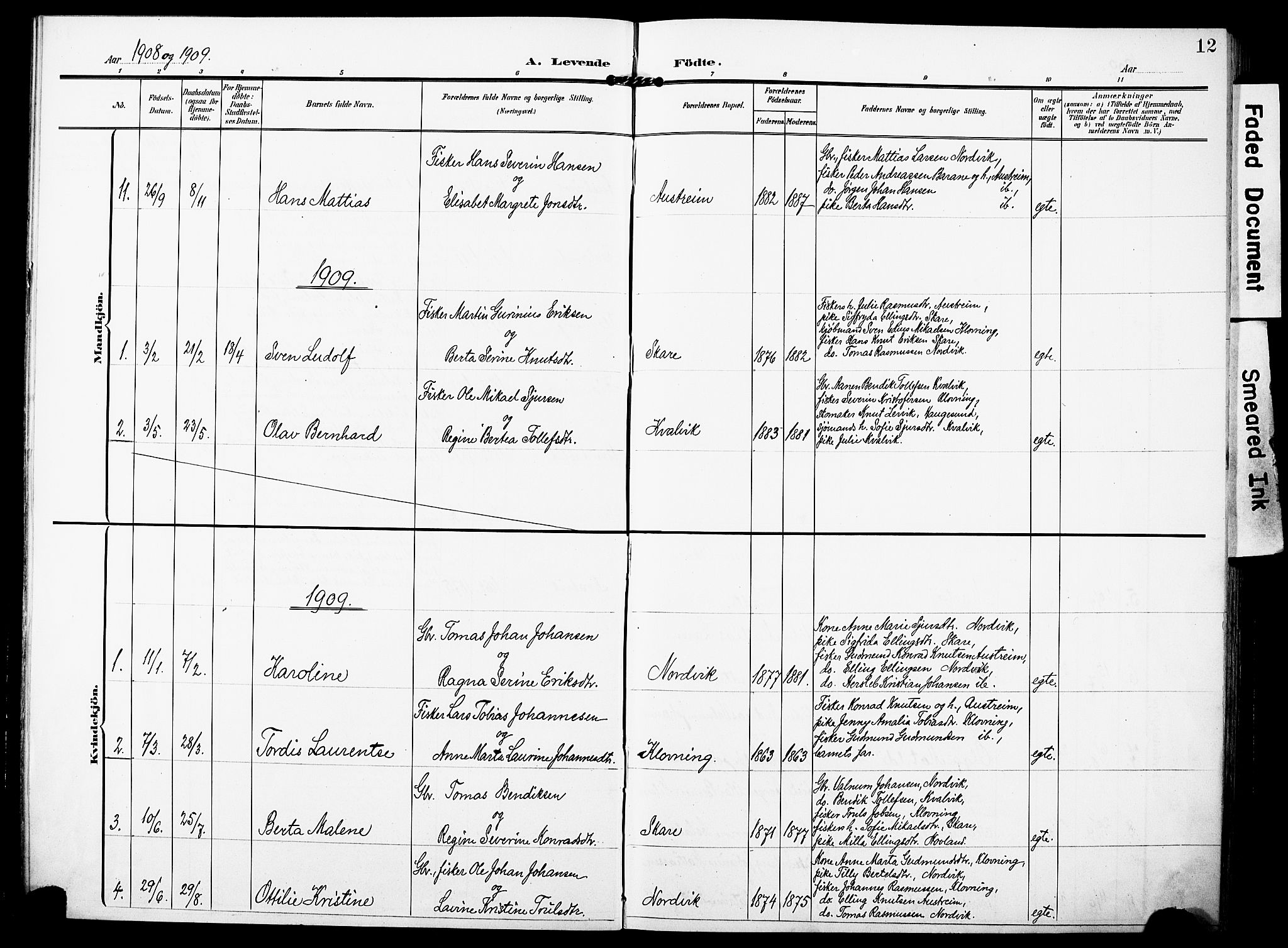 Torvastad sokneprestkontor, AV/SAST-A -101857/H/Ha/Haa/L0018: Parish register (official) no. A 17, 1903-1925, p. 12