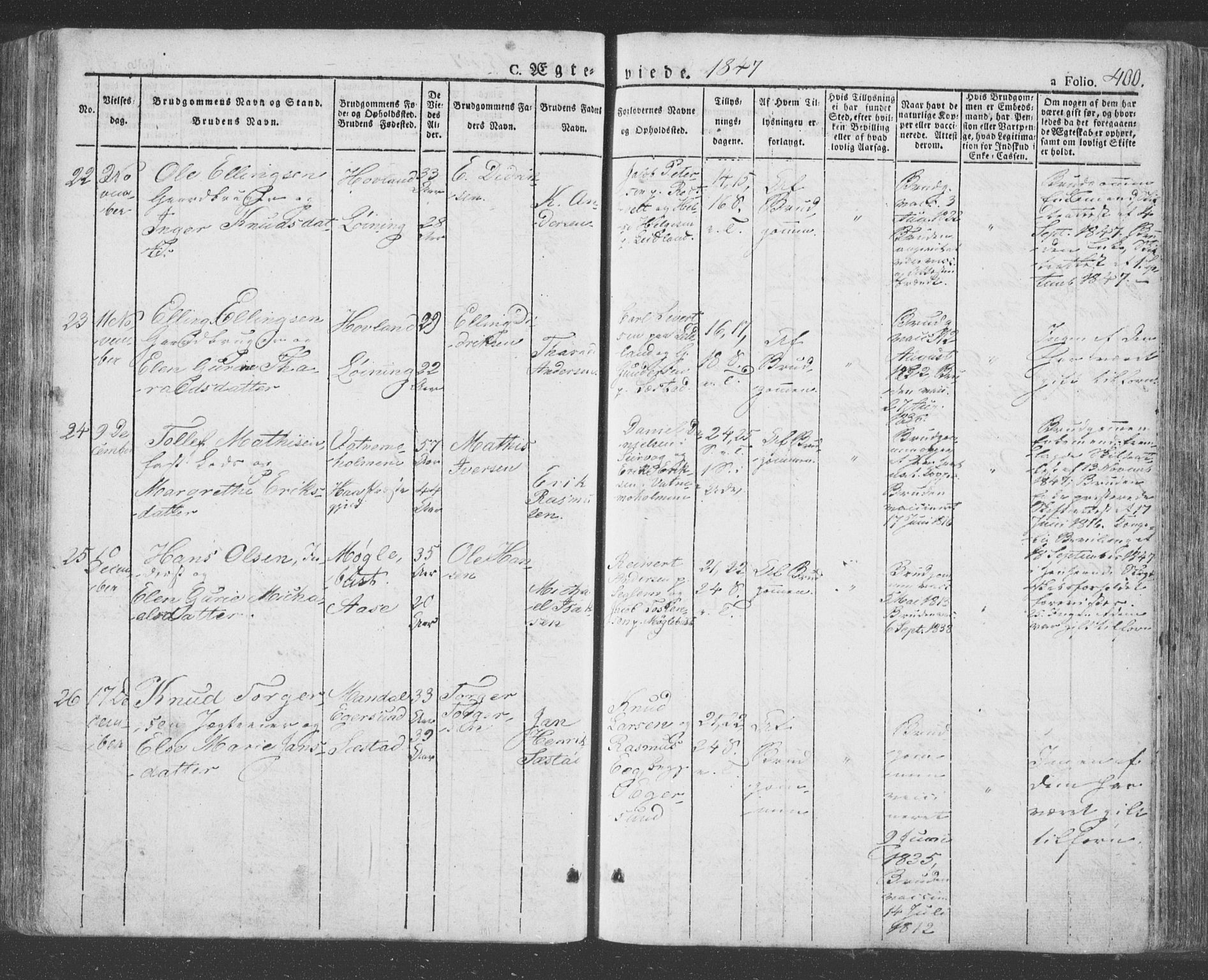 Eigersund sokneprestkontor, AV/SAST-A-101807/S08/L0009: Parish register (official) no. A 9, 1827-1850, p. 400