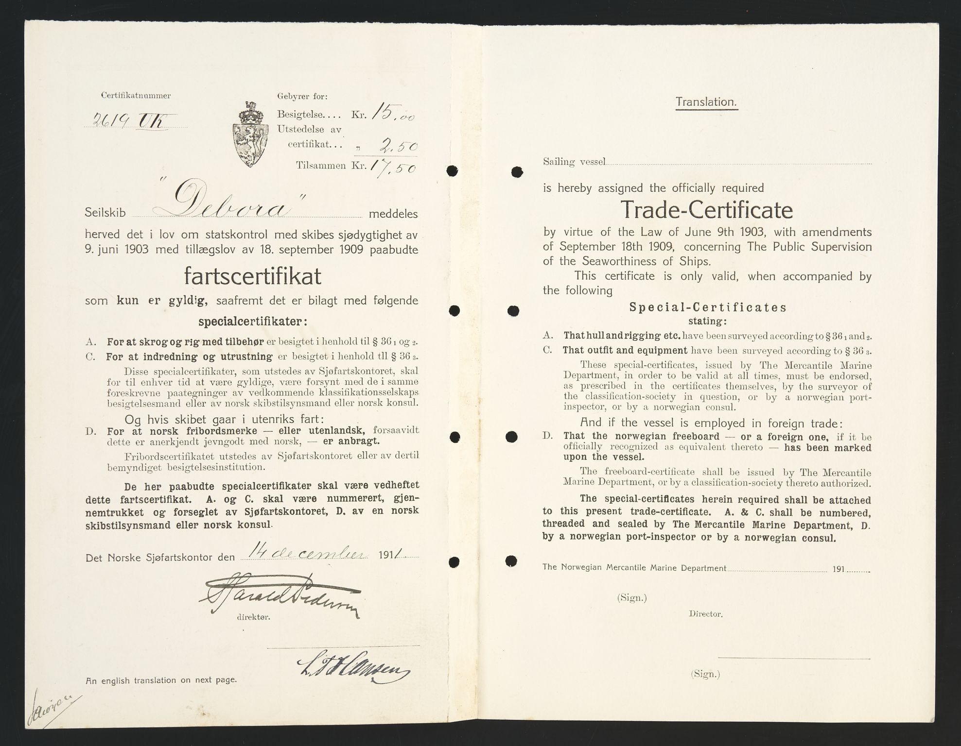 Sjøfartsdirektoratet med forløpere, skipsmapper slettede skip, AV/RA-S-4998/F/Fa/L0235: --, 1847-1930, p. 247