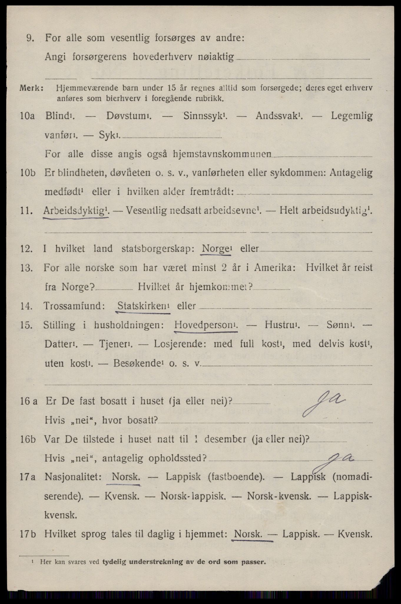 SAT, 1920 census for Buksnes, 1920, p. 4496