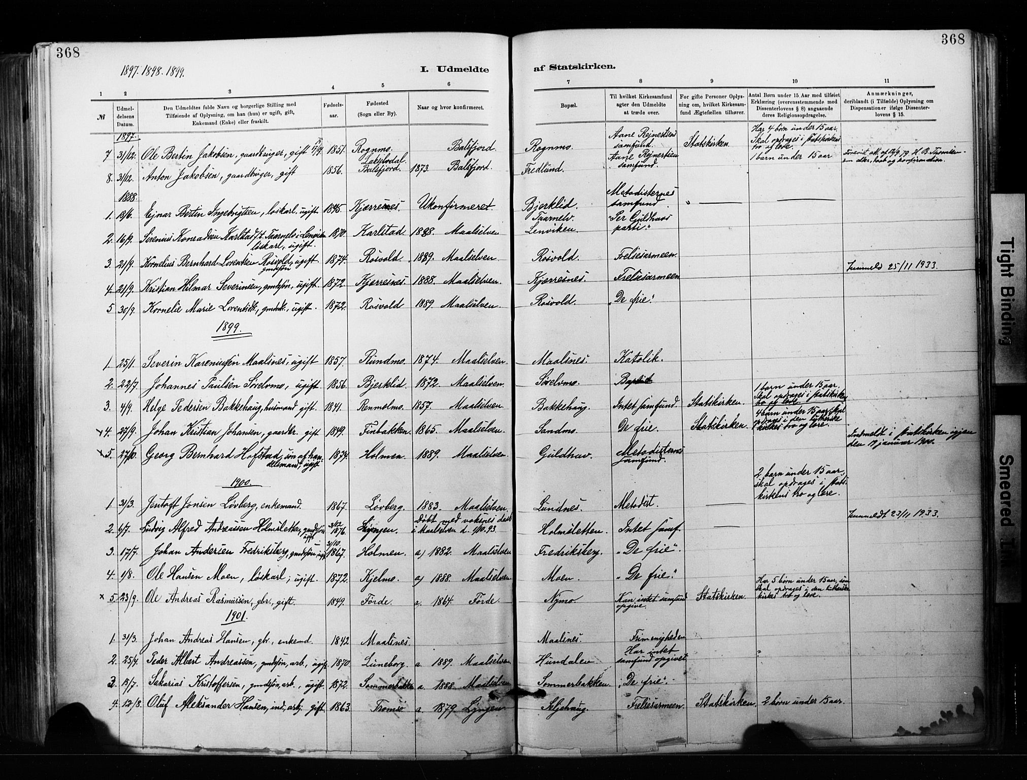 Målselv sokneprestembete, SATØ/S-1311/G/Ga/Gaa/L0007kirke: Parish register (official) no. 7, 1884-1903, p. 368