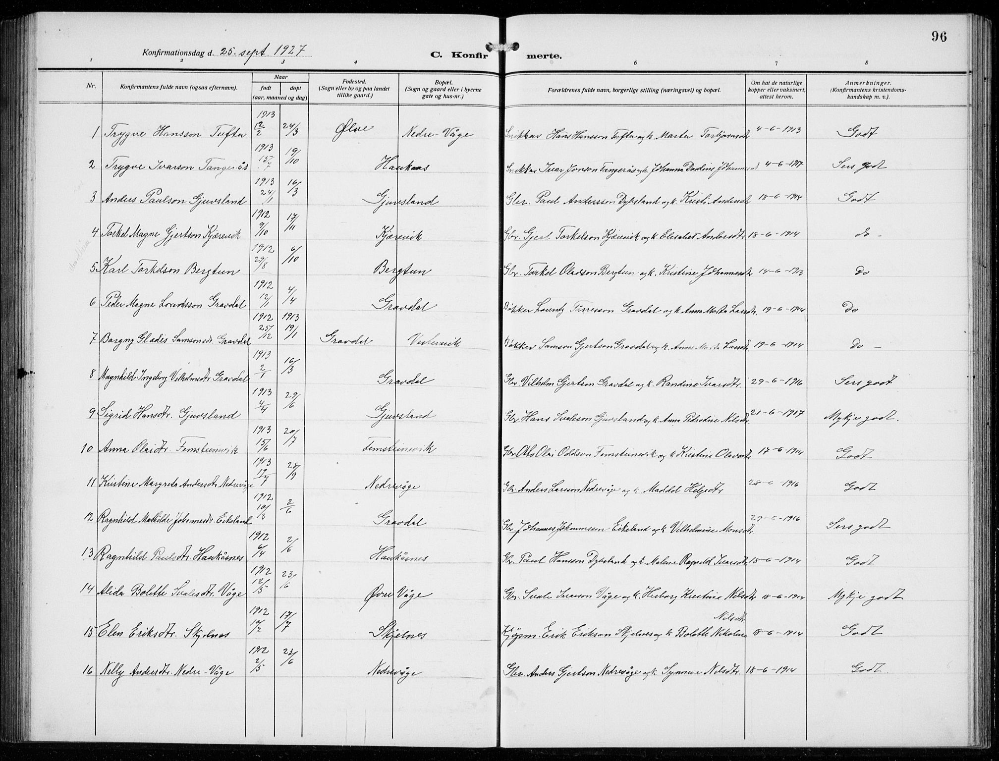 Strandebarm sokneprestembete, AV/SAB-A-78401/H/Hab: Parish register (copy) no. C  2, 1914-1935, p. 96