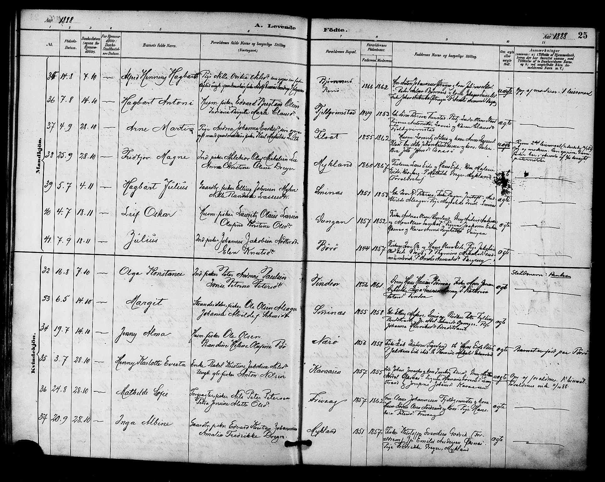 Ministerialprotokoller, klokkerbøker og fødselsregistre - Nordland, SAT/A-1459/893/L1337: Parish register (official) no. 893A09, 1885-1893, p. 25