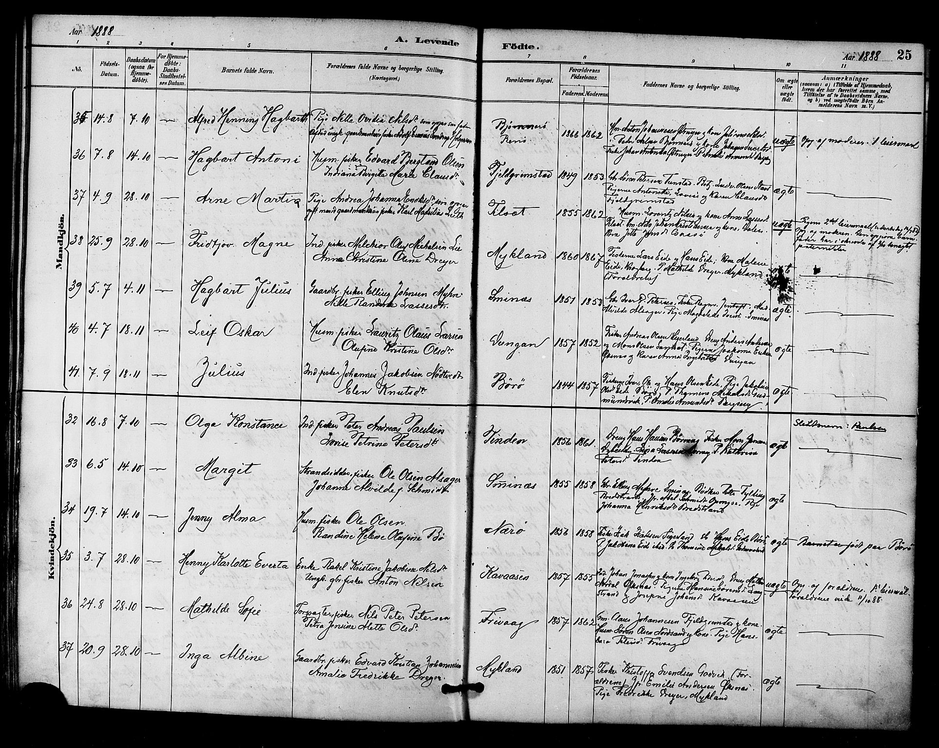 Ministerialprotokoller, klokkerbøker og fødselsregistre - Nordland, AV/SAT-A-1459/893/L1337: Parish register (official) no. 893A09, 1885-1893, p. 25