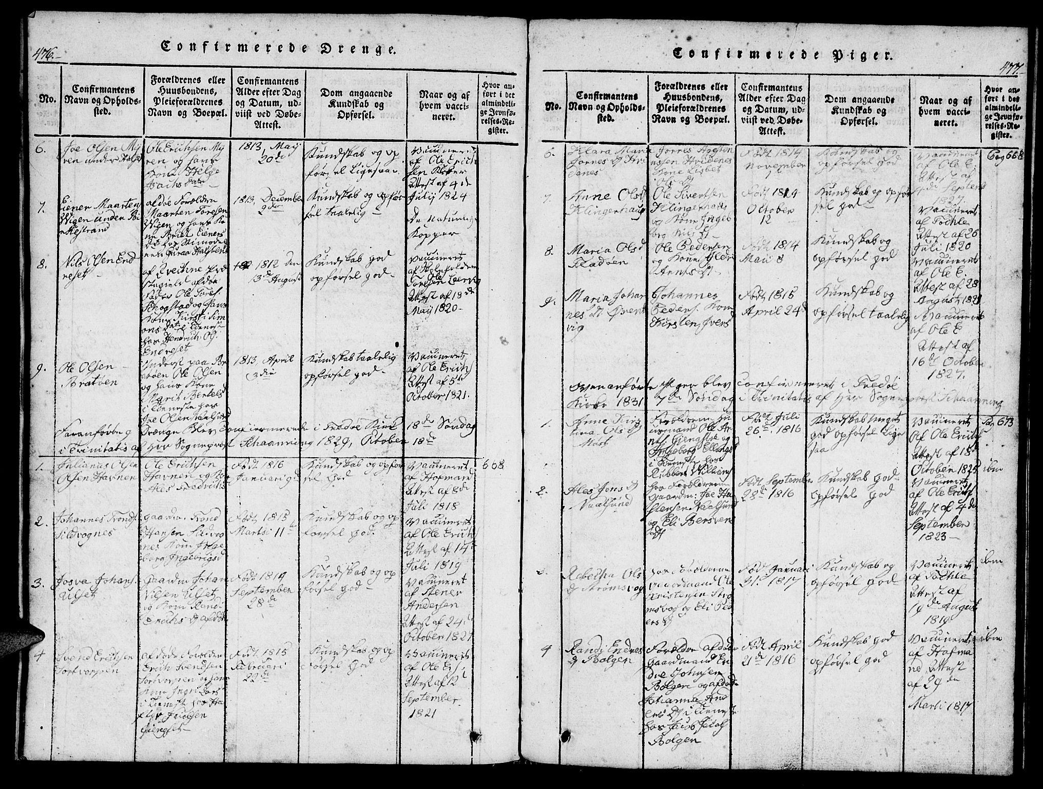 Ministerialprotokoller, klokkerbøker og fødselsregistre - Møre og Romsdal, AV/SAT-A-1454/573/L0873: Parish register (copy) no. 573C01, 1819-1834, p. 476-477