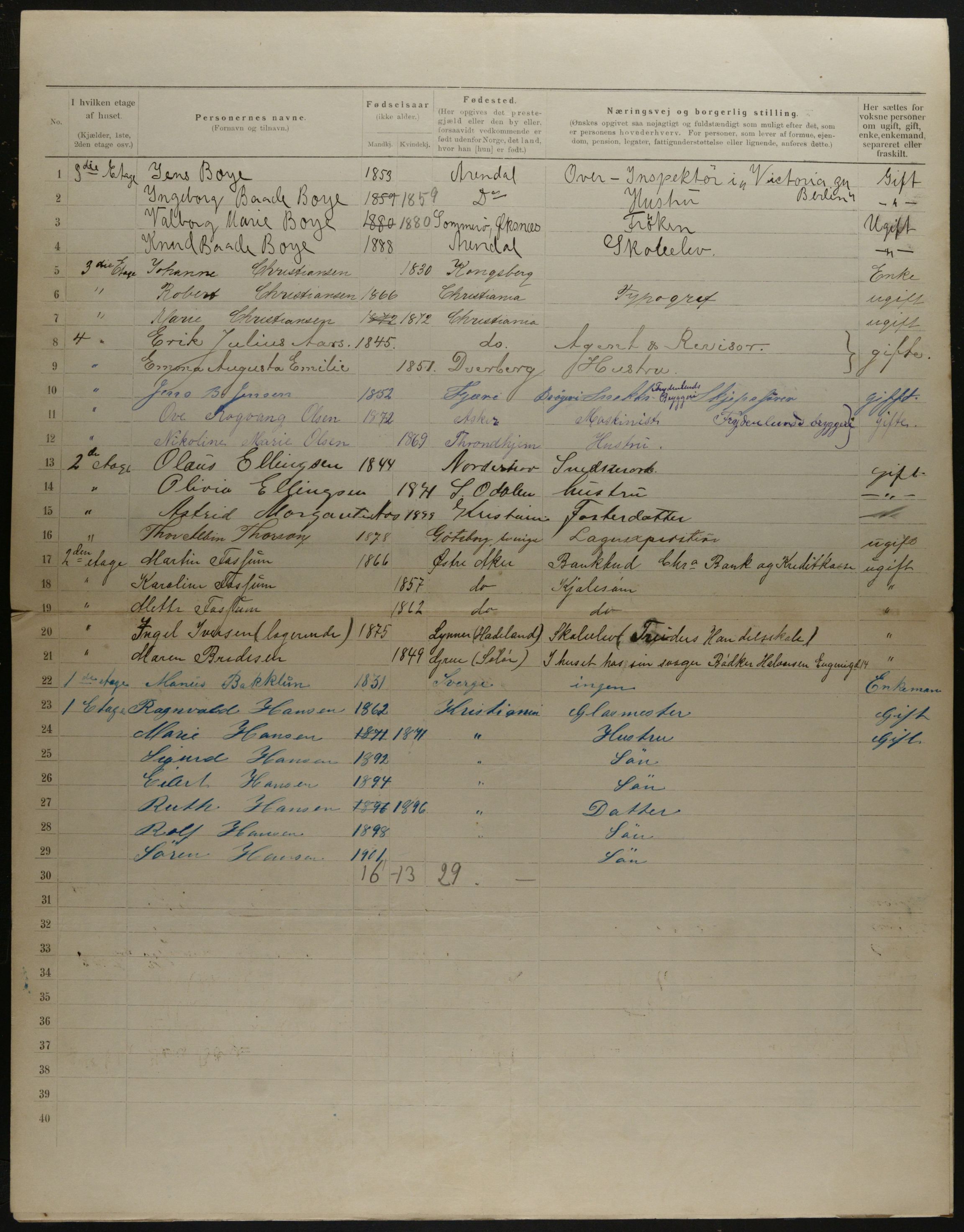 OBA, Municipal Census 1901 for Kristiania, 1901, p. 16683