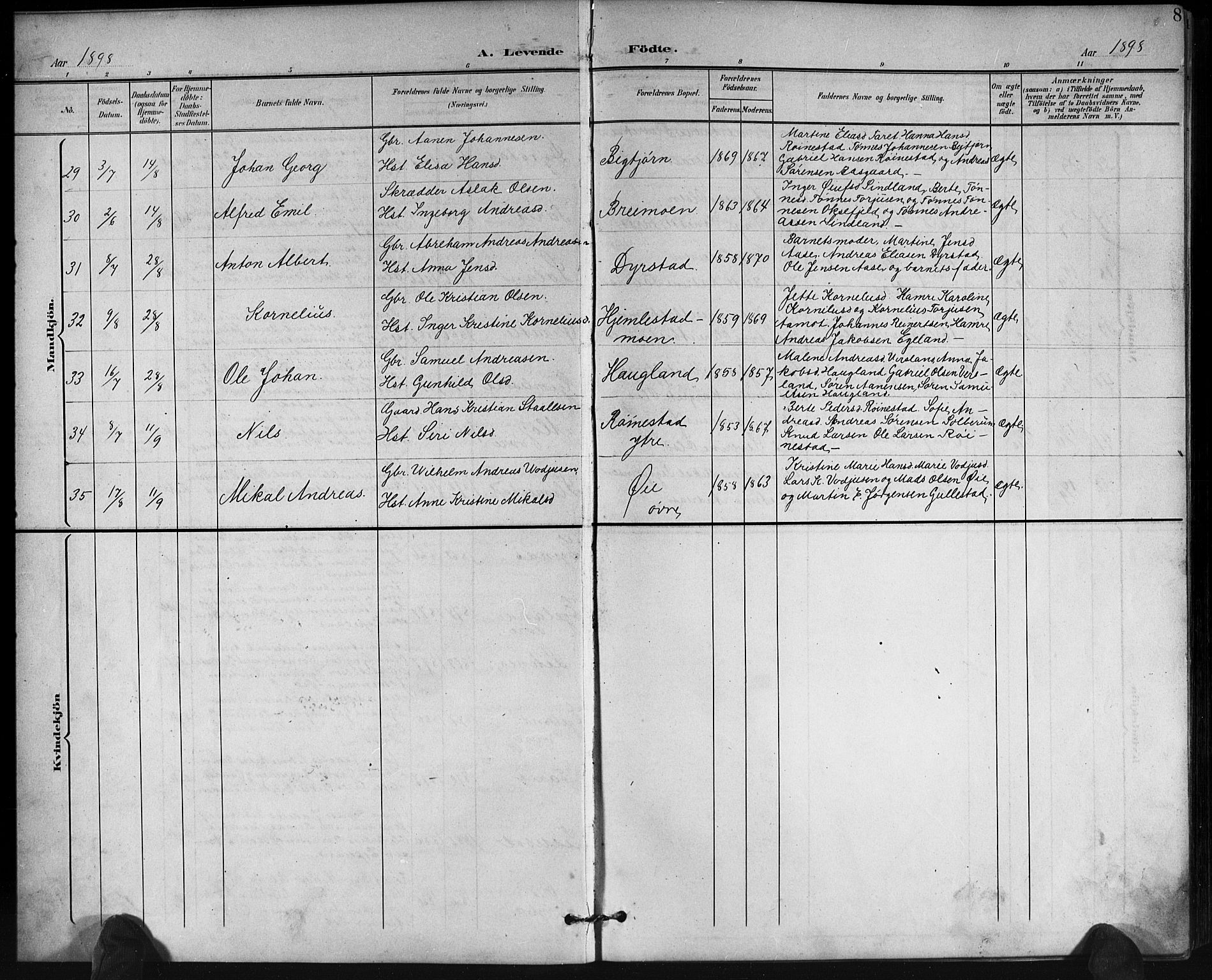 Kvinesdal sokneprestkontor, AV/SAK-1111-0026/F/Fb/Fbb/L0003: Parish register (copy) no. B 3, 1898-1916, p. 8