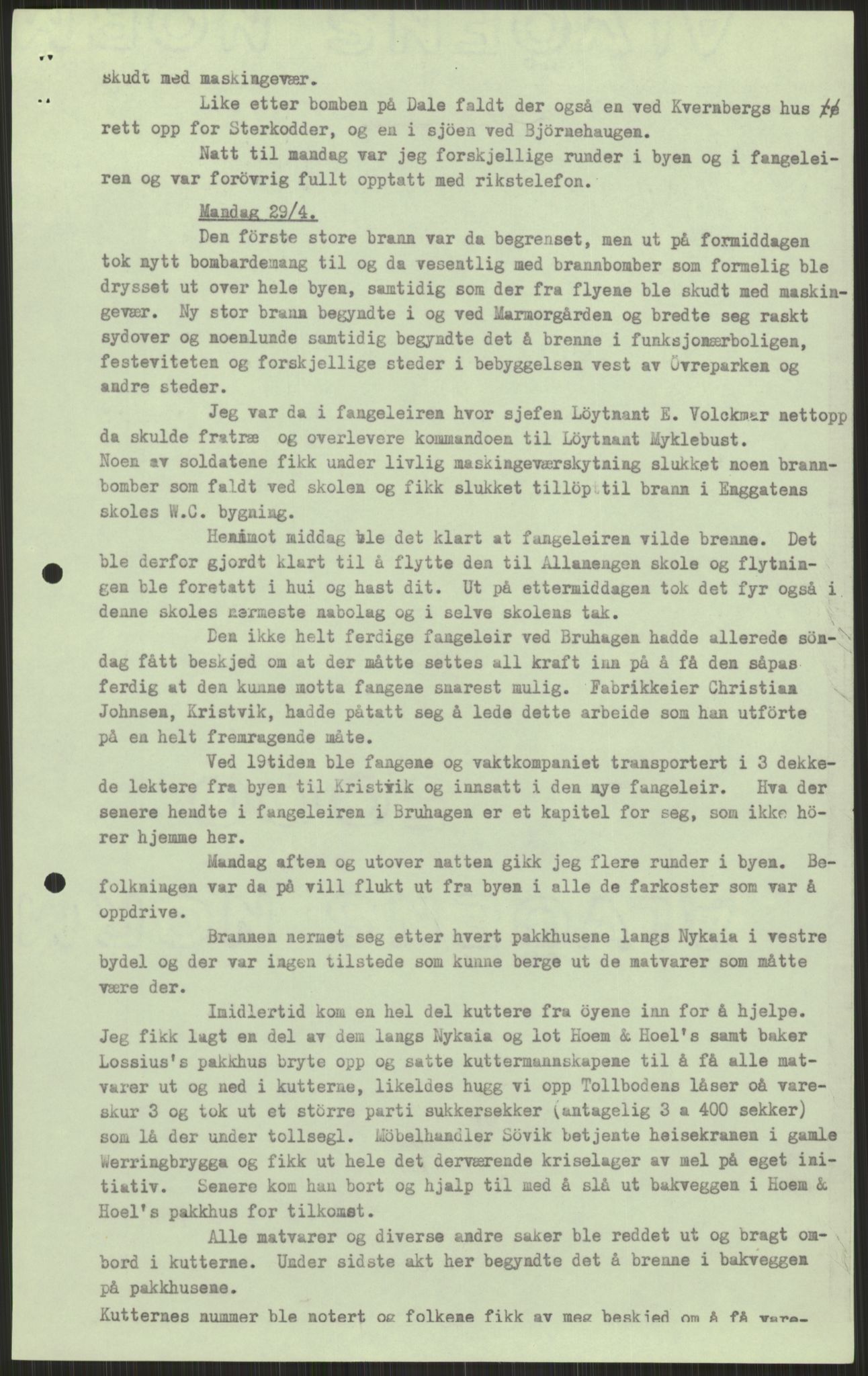 Forsvaret, Forsvarets krigshistoriske avdeling, AV/RA-RAFA-2017/Y/Ya/L0015: II-C-11-31 - Fylkesmenn.  Rapporter om krigsbegivenhetene 1940., 1940, p. 675