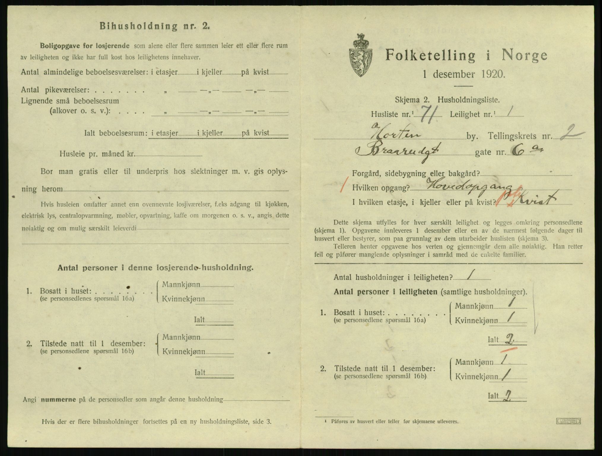 SAKO, 1920 census for Horten, 1920, p. 3597