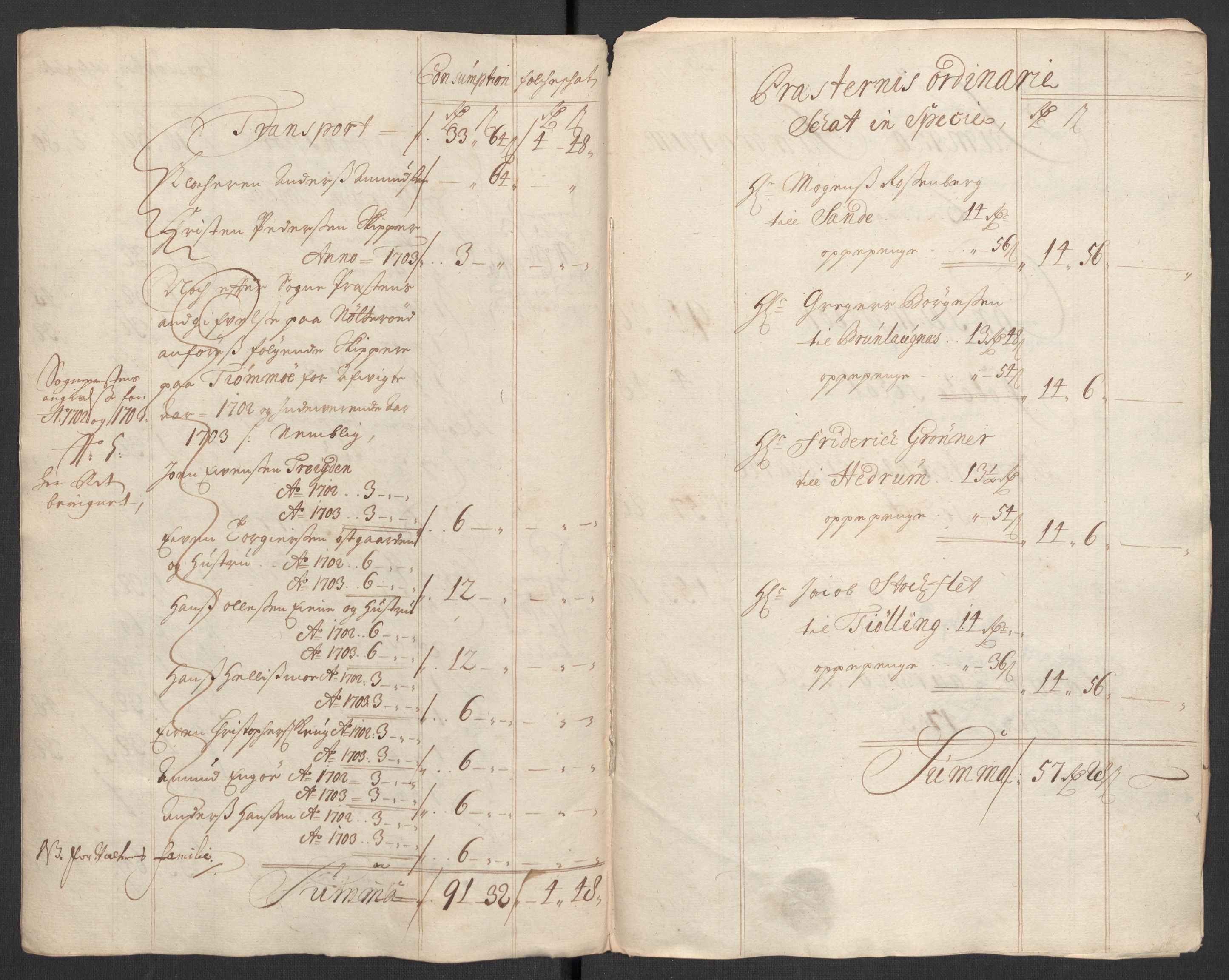 Rentekammeret inntil 1814, Reviderte regnskaper, Fogderegnskap, RA/EA-4092/R33/L1977: Fogderegnskap Larvik grevskap, 1702-1703, p. 102