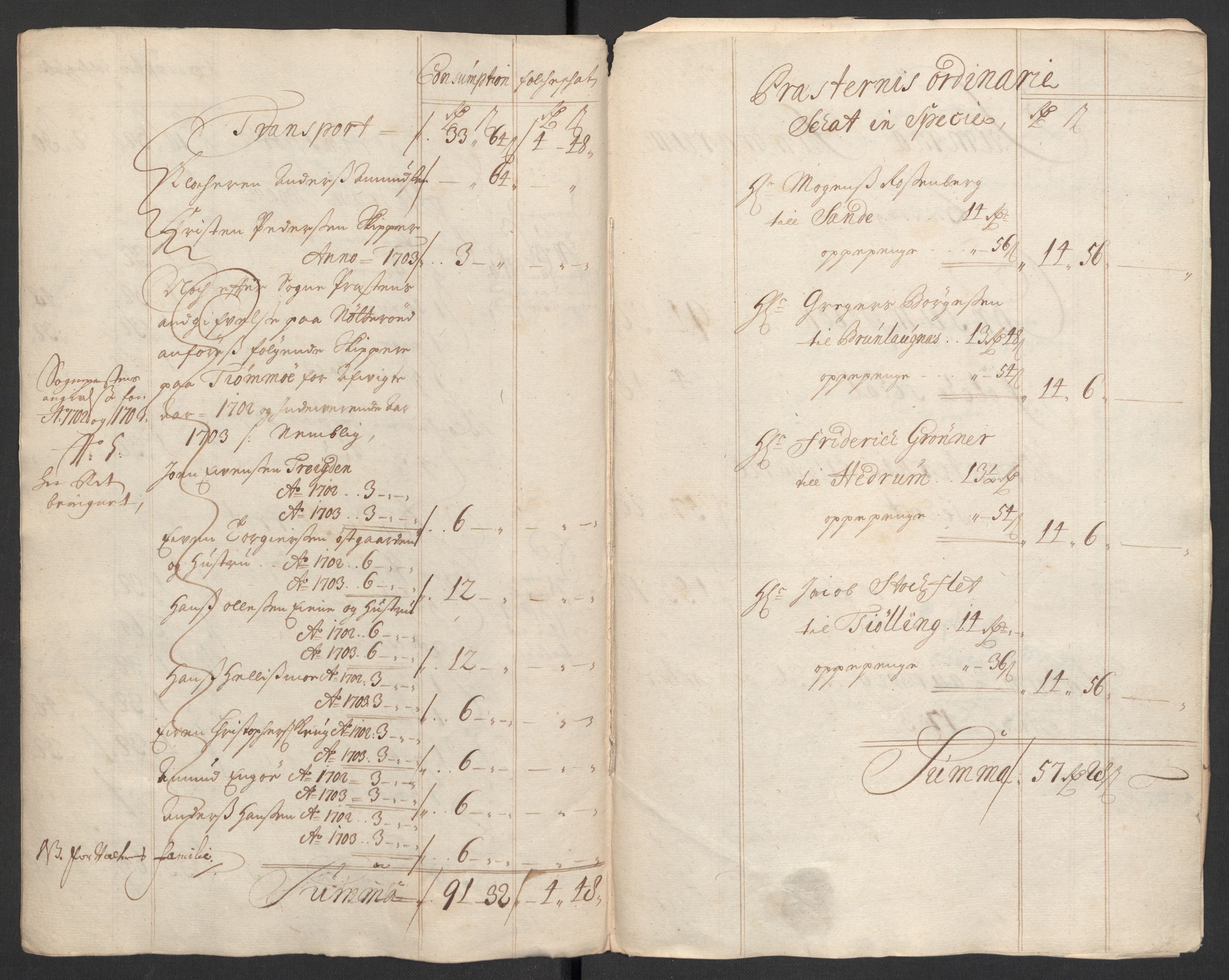 Rentekammeret inntil 1814, Reviderte regnskaper, Fogderegnskap, AV/RA-EA-4092/R33/L1977: Fogderegnskap Larvik grevskap, 1702-1703, p. 102